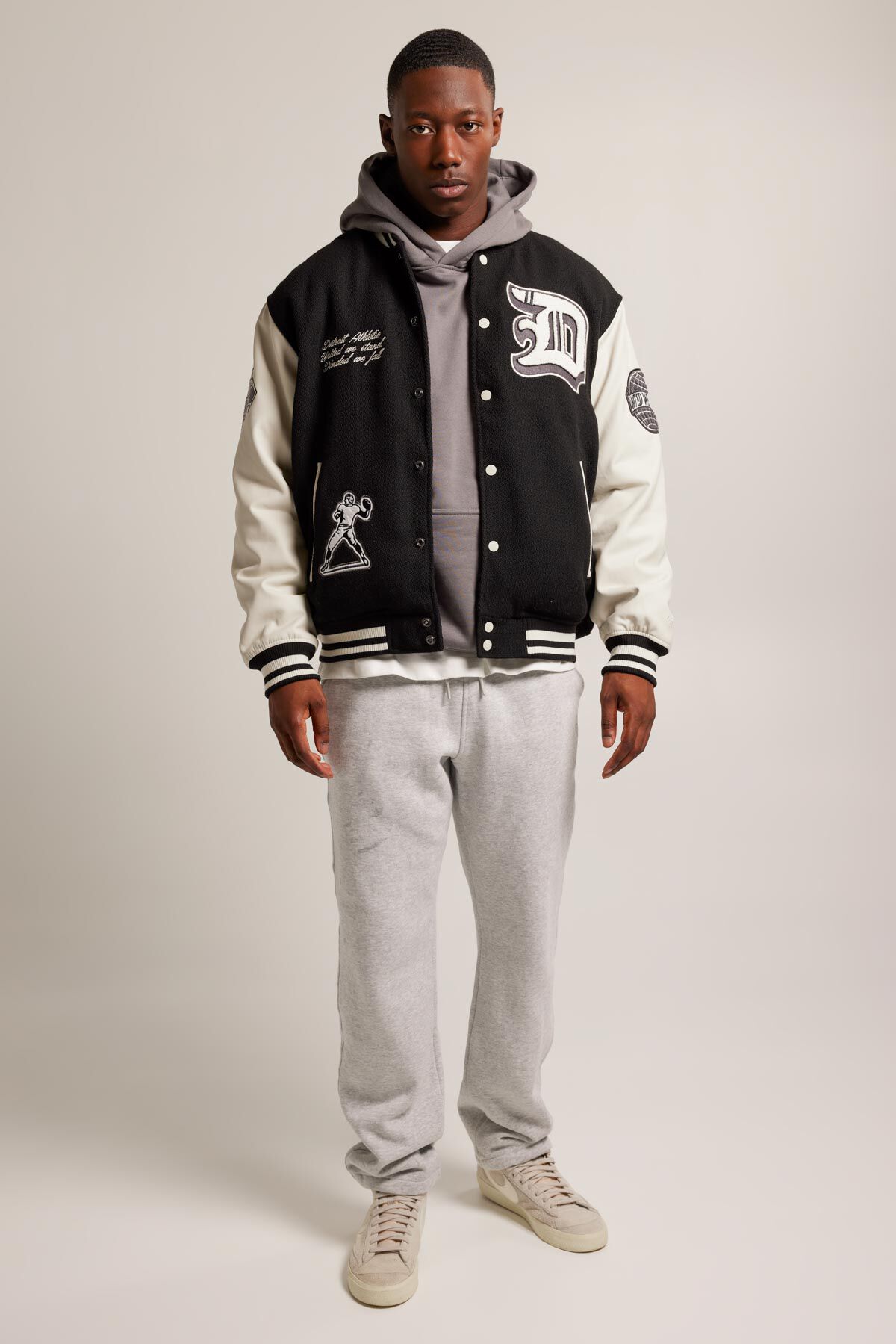 Black varsity bomber jacket mens store