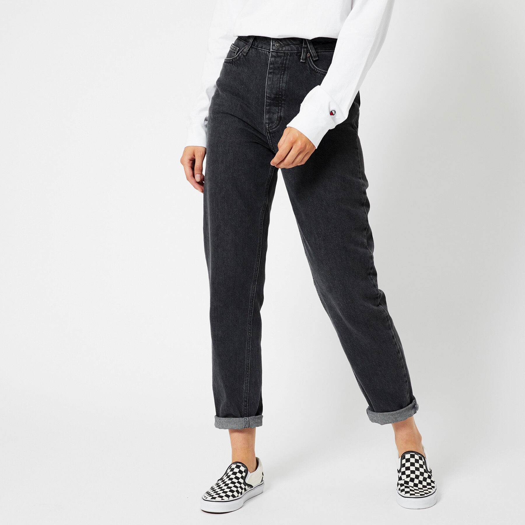 Dames Mom jeans high waist Zwart | America Today