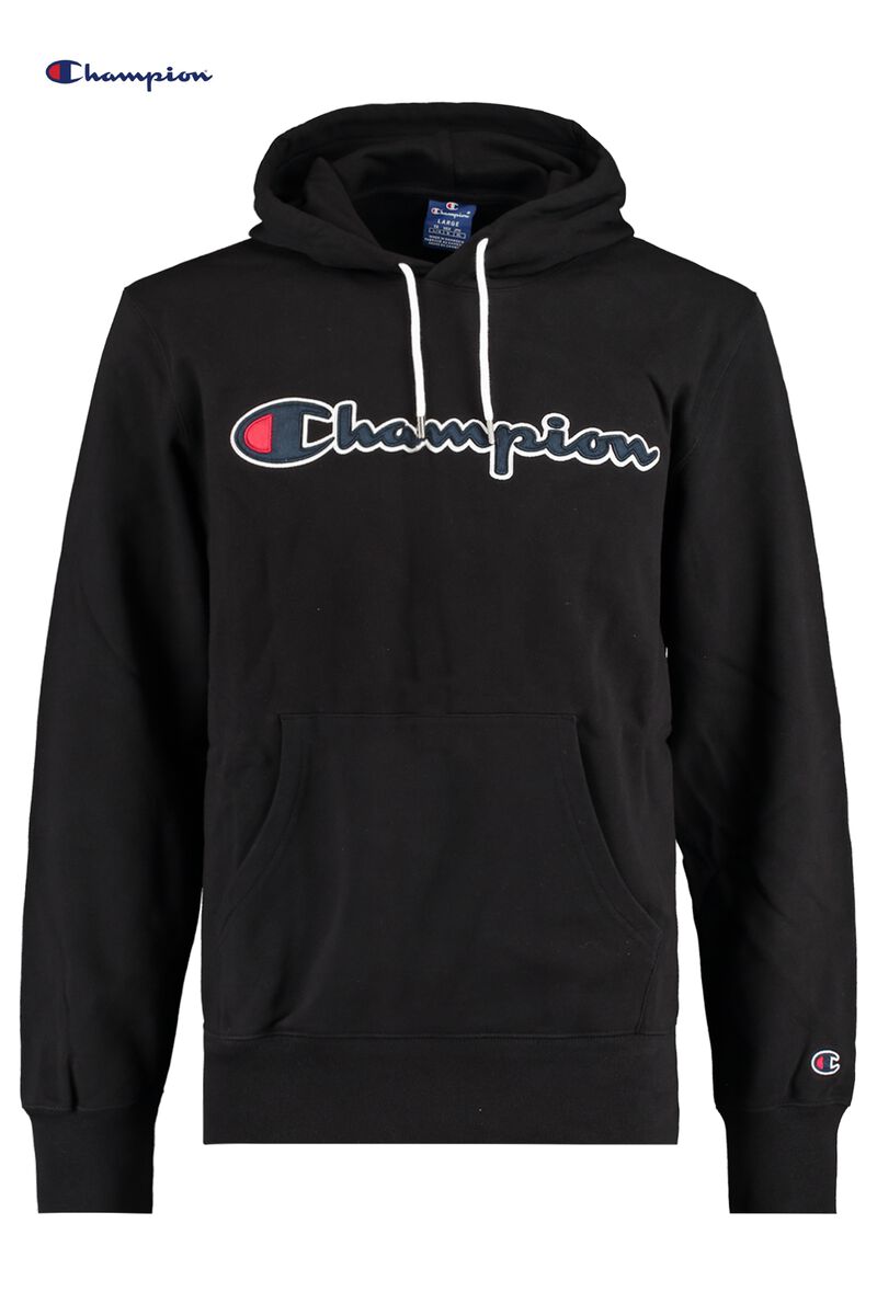 Black champion hoodie small logo Clearance