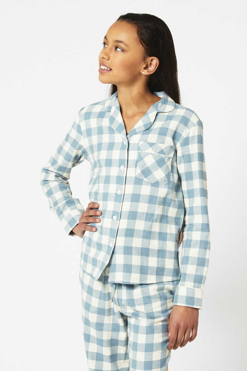de jouwe toegang krom Meisjes Pyjama Flanel shirt Labello Blue/white