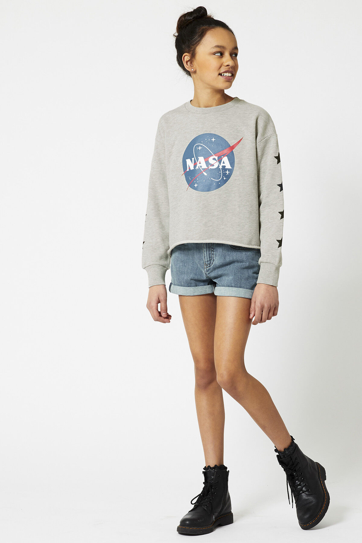 Girls Sweater NASA Mid grey melange America Today