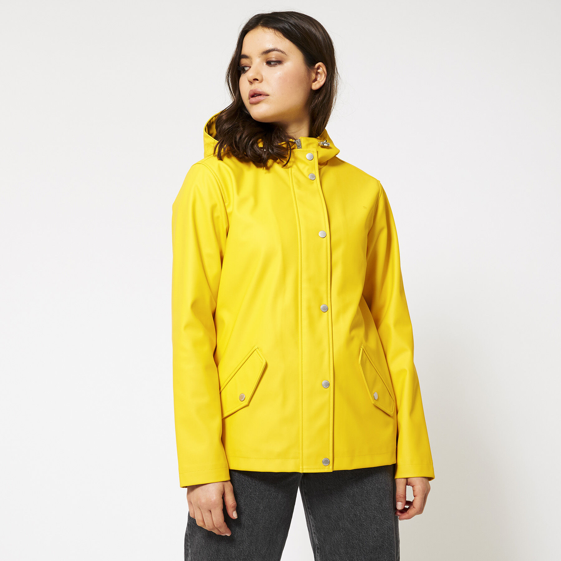 yellow lined raincoat