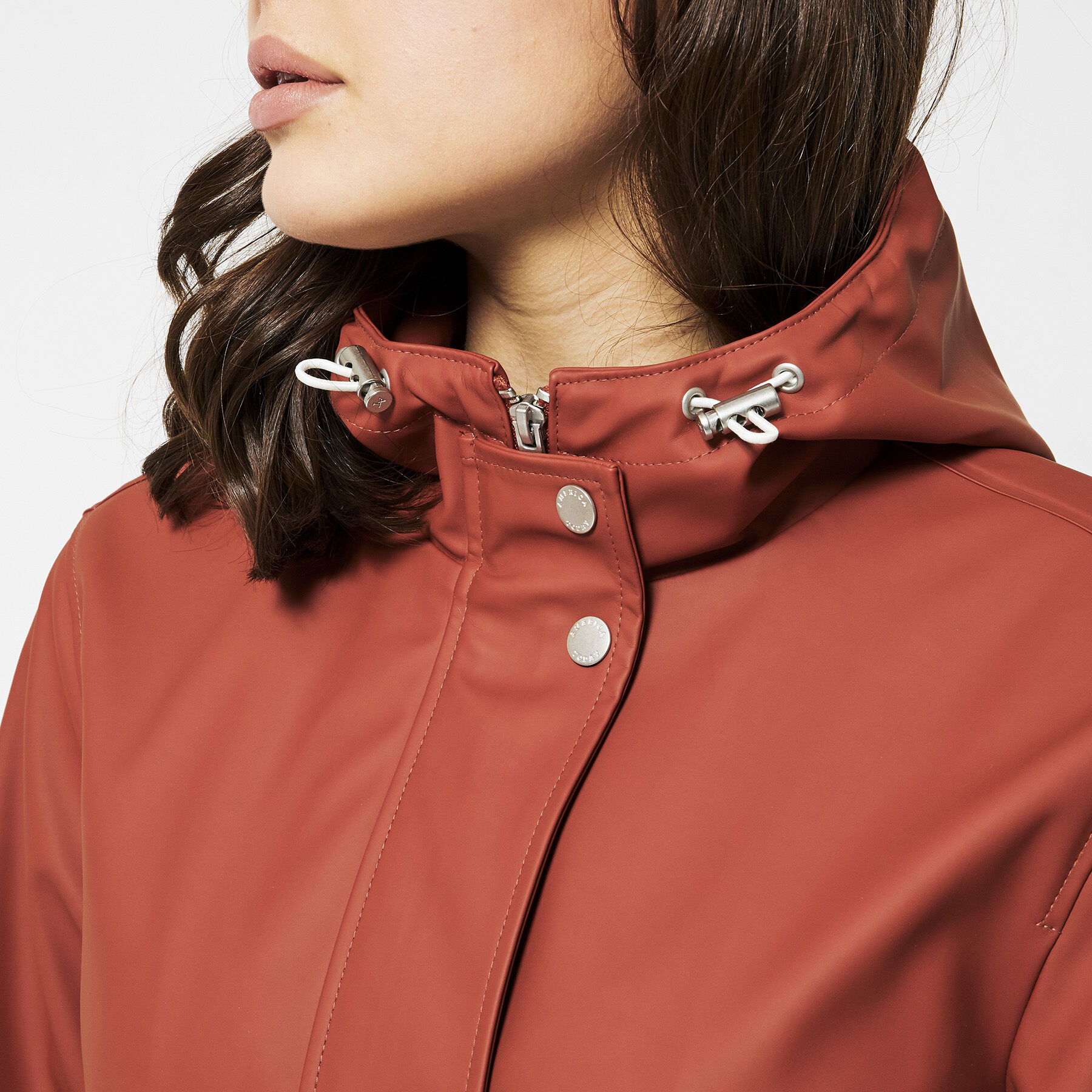 Women Long raincoat made of recycled polyester lined Red Buy Online