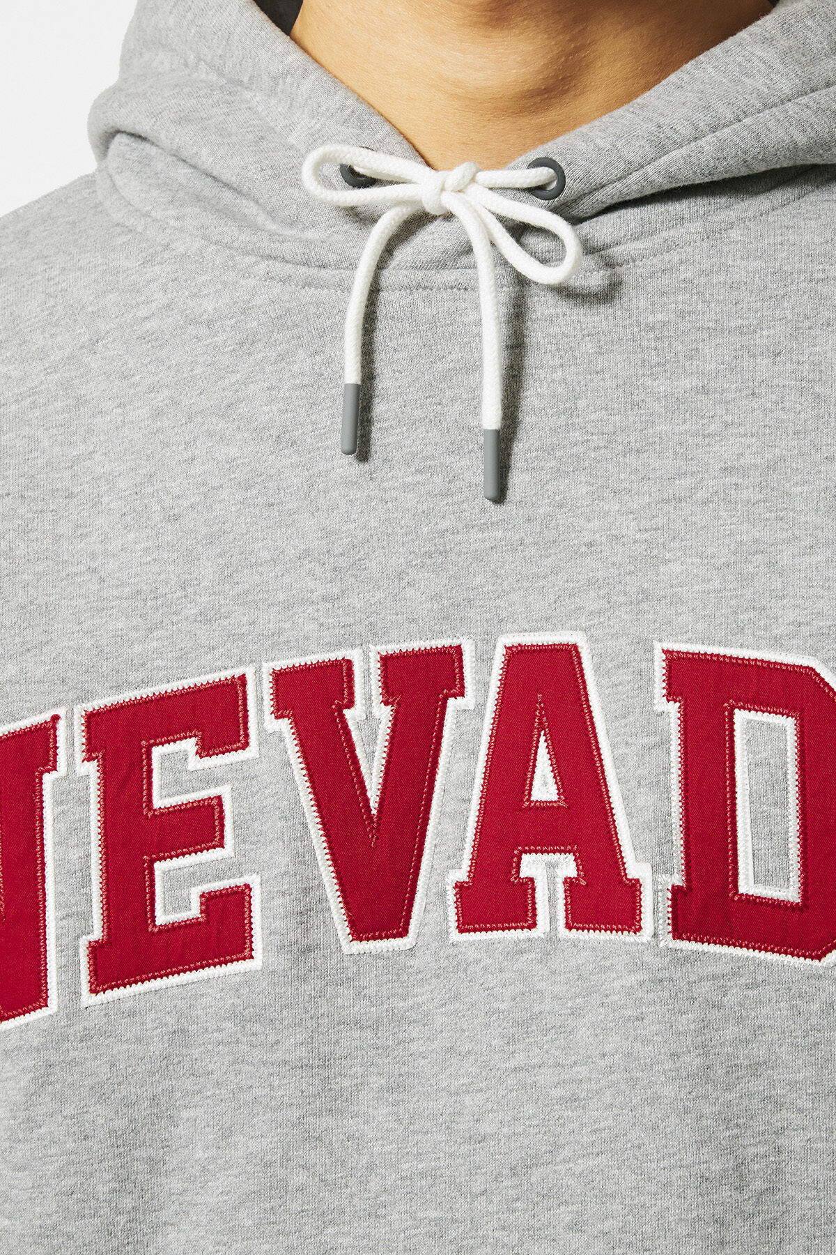 Men Hoodie embroidered Nevada text Mid grey melange