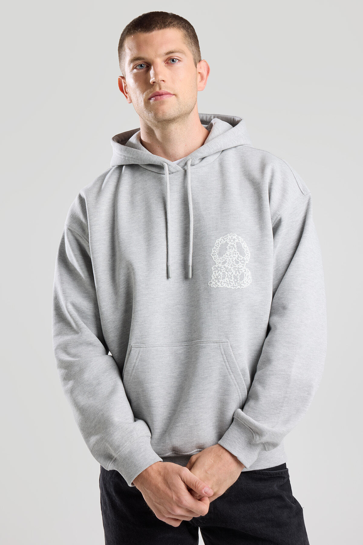 Men Dr. Denim Hoodie Damien Light grey melange