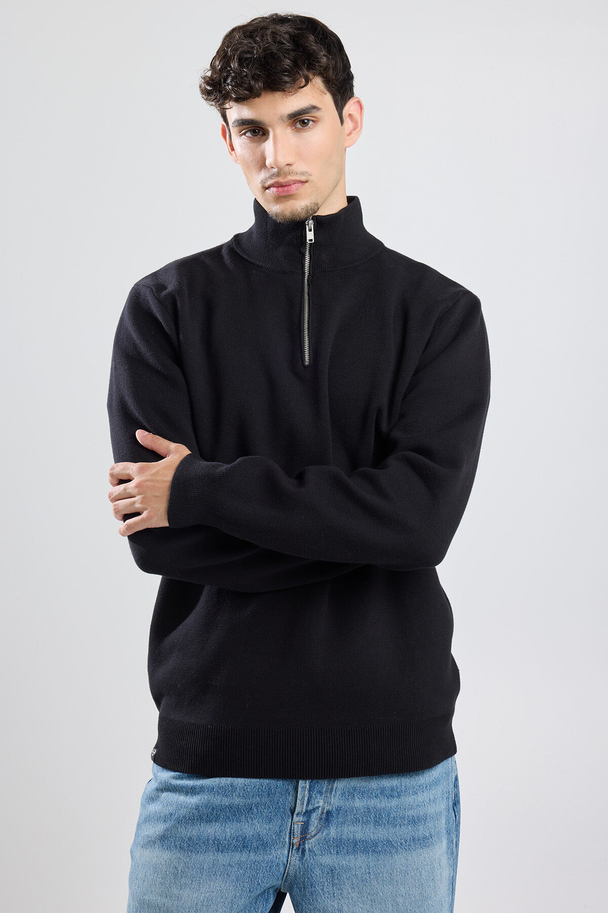 Black half zip mens jumper online