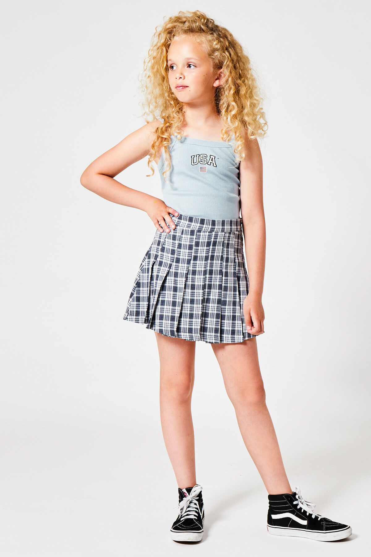 Filles Jupe plissee motif carreaux Deep blue