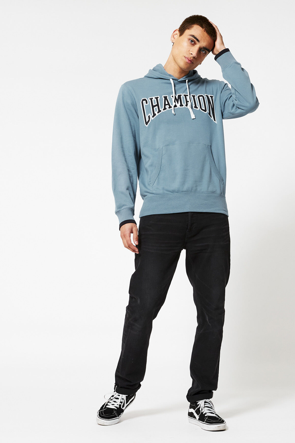 Men Champion hoodie French blue America Today