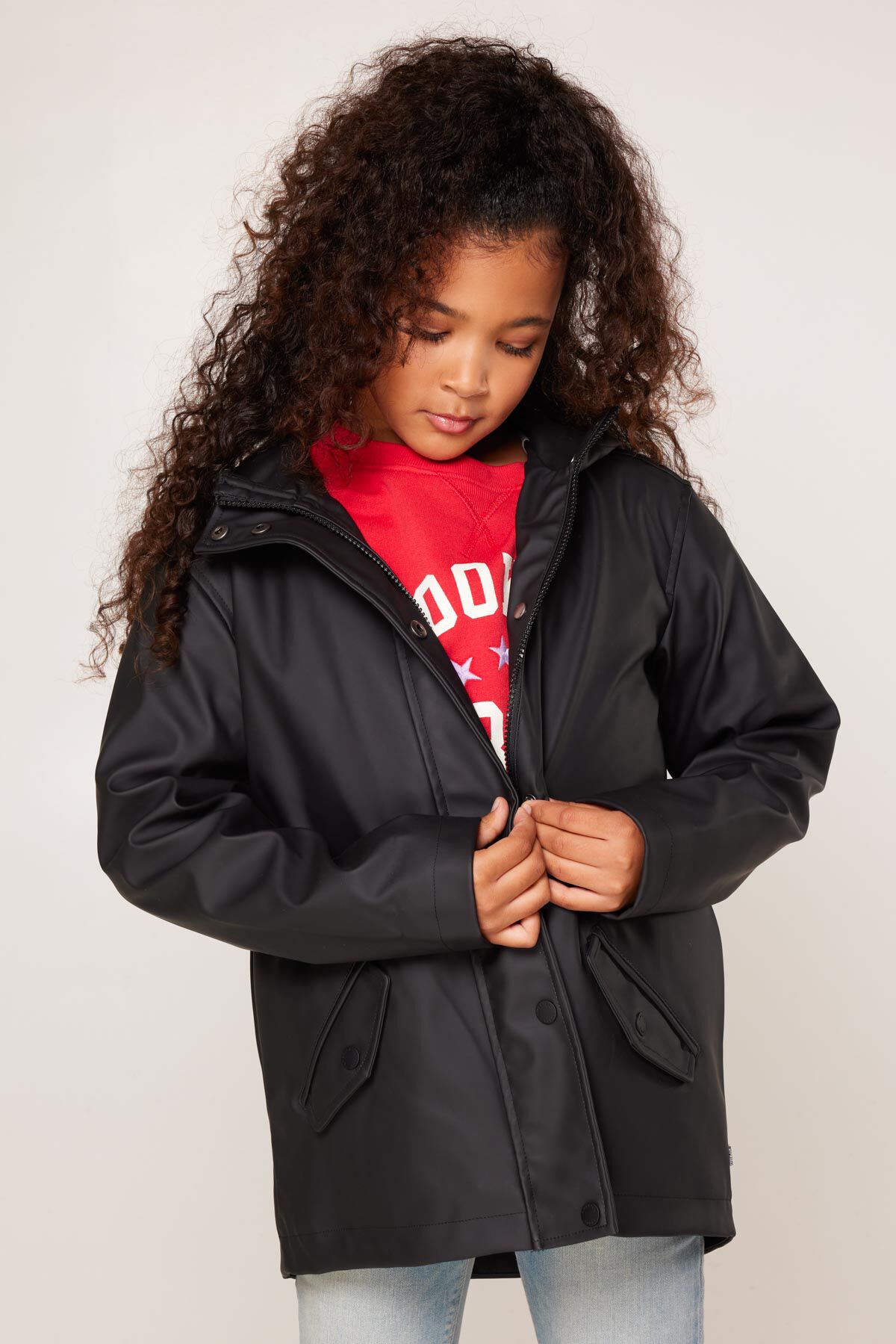 Girls rain shop jacket black
