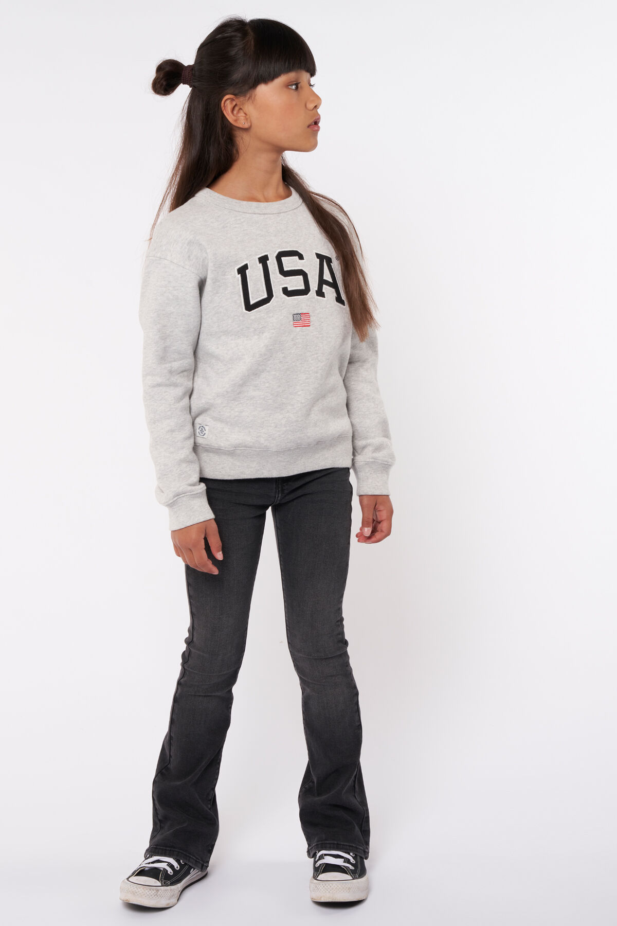 Girls Sweater Soel JR Mid grey melange America Today