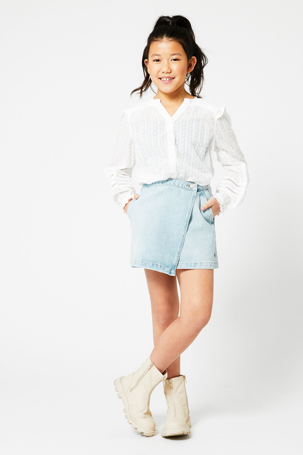 Korean Kid Girl Denim Skirt Summer Fresh Sweet Light Blue