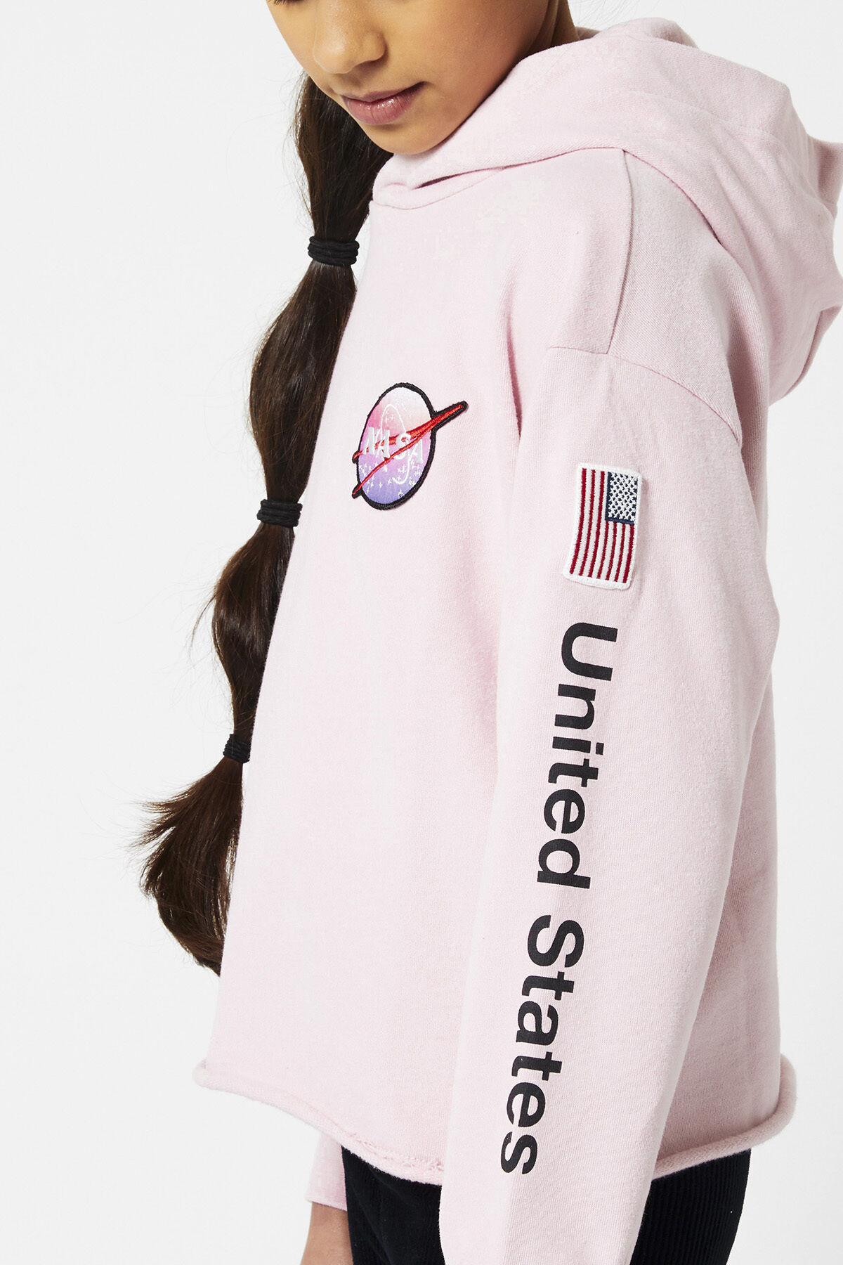 Filles Sweat a capuche a imprime NASA Dark rose