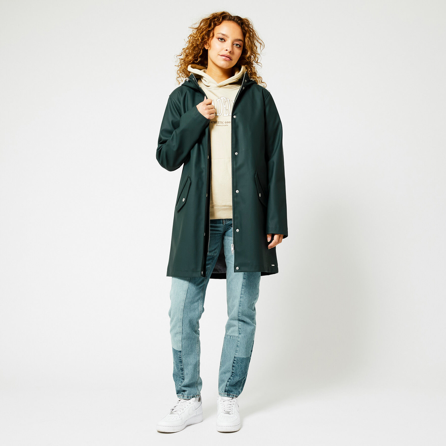 Lange gevoerde regenjas dames clearance