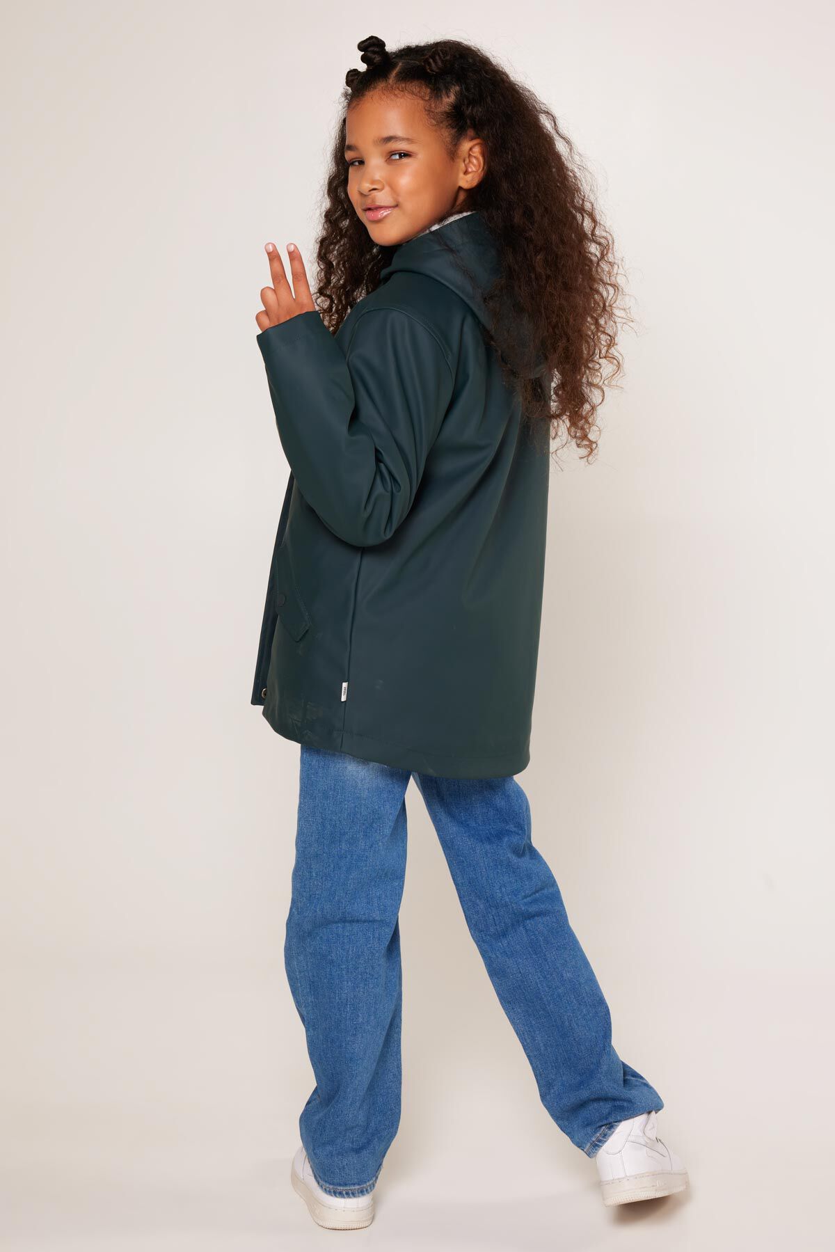 Girls Rain jacket Janice Teddy JR Hard green
