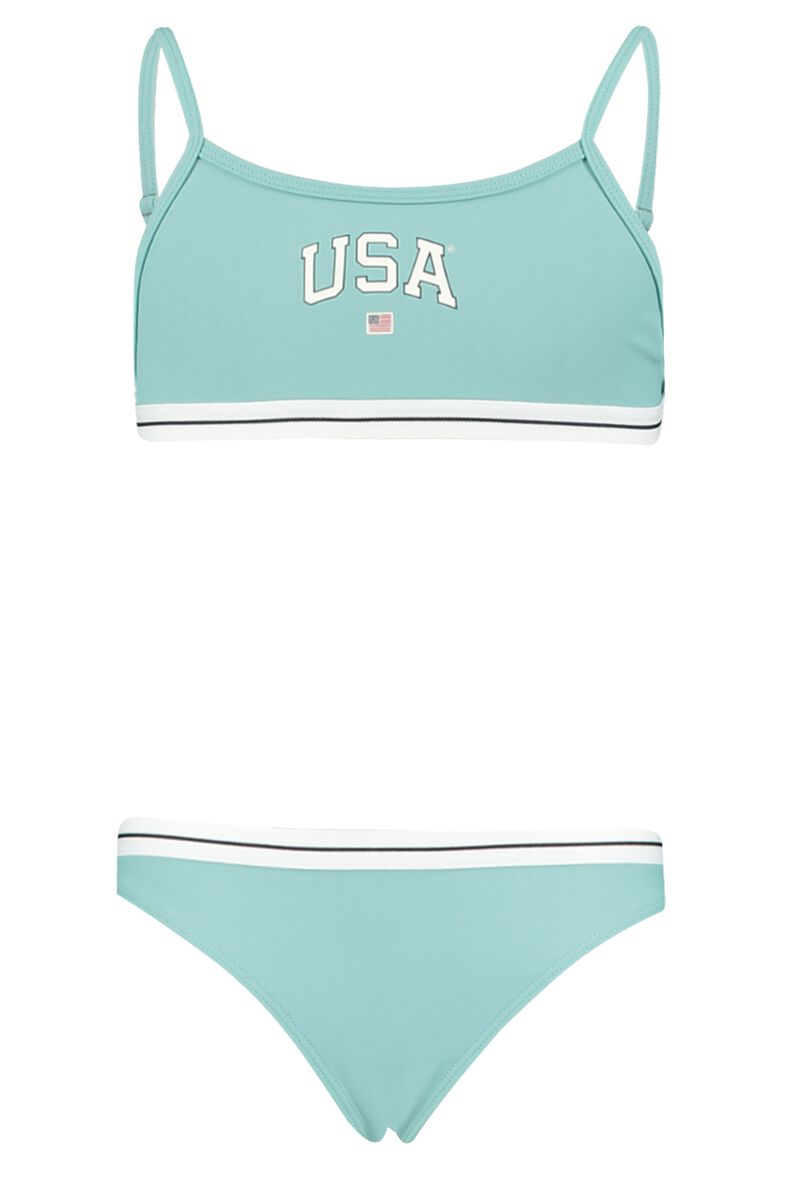 esthetisch voorkant onszelf Girls Bikini set print Light green | America Today