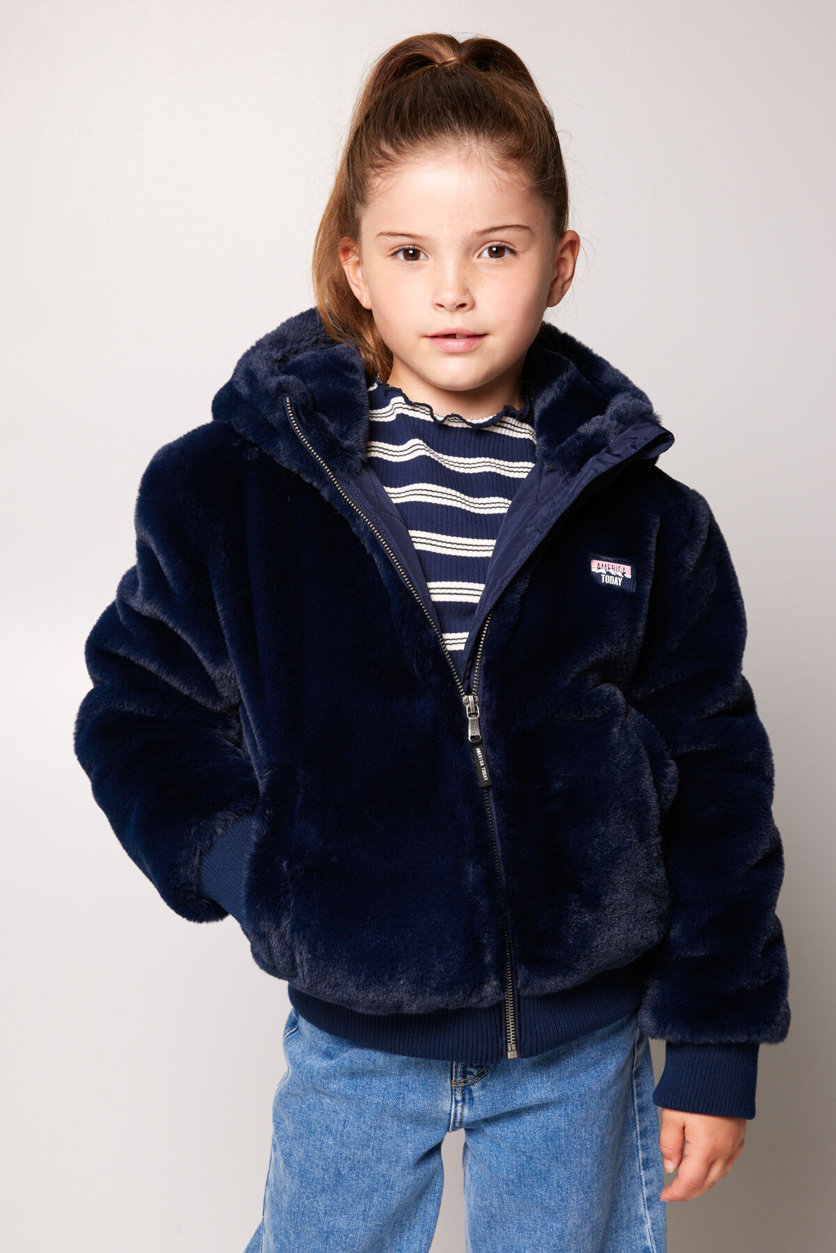 Girls Teddy jacket JR Navy America Today