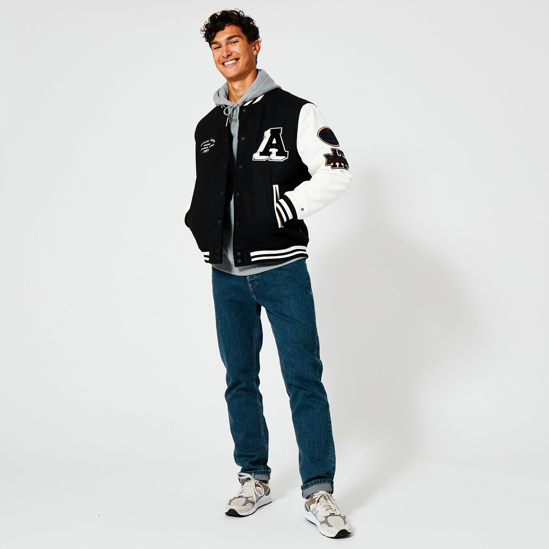 Heren VARSITY JACKET Black | America Today