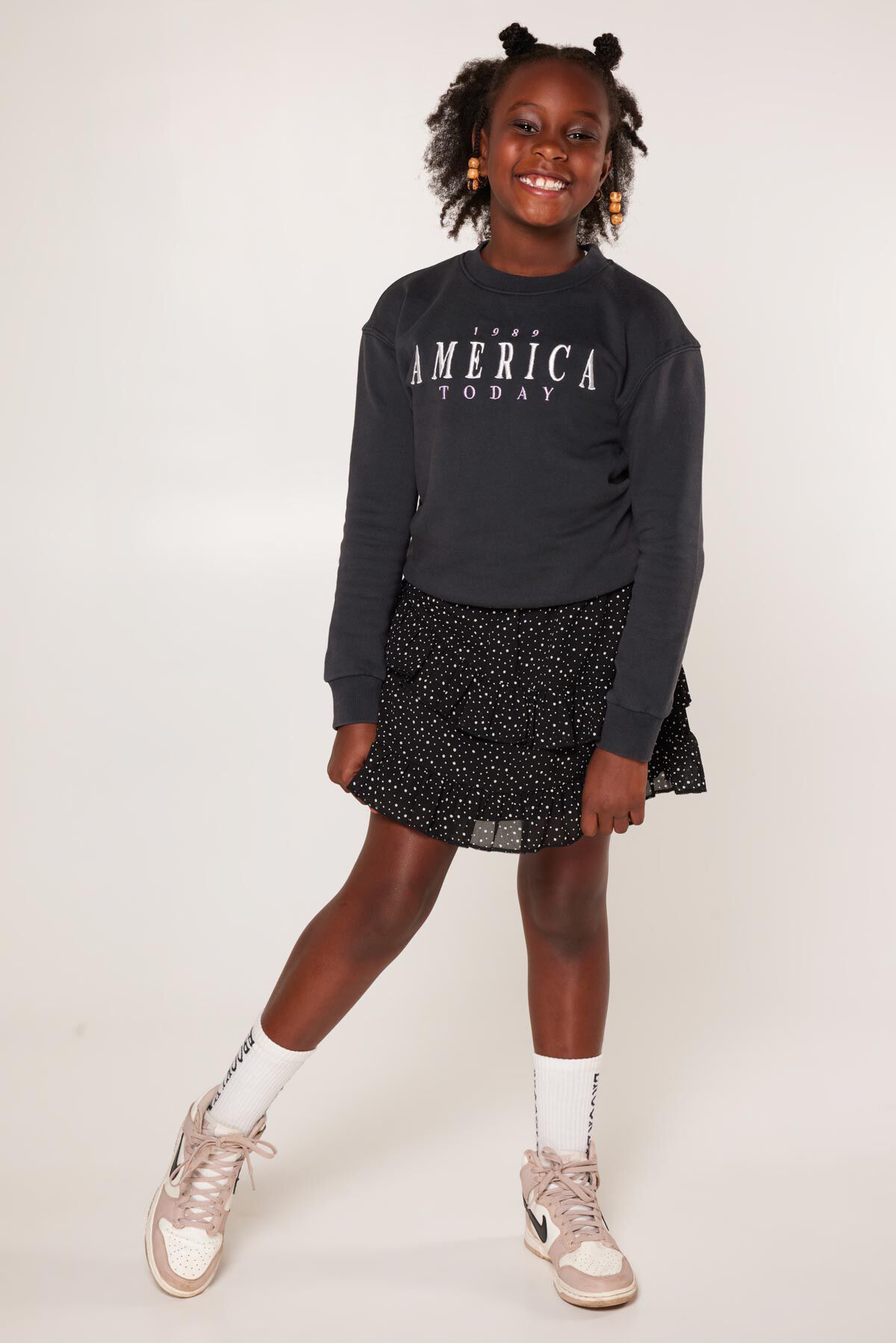 Girls Sweater Simmy Crew JR Washed black
