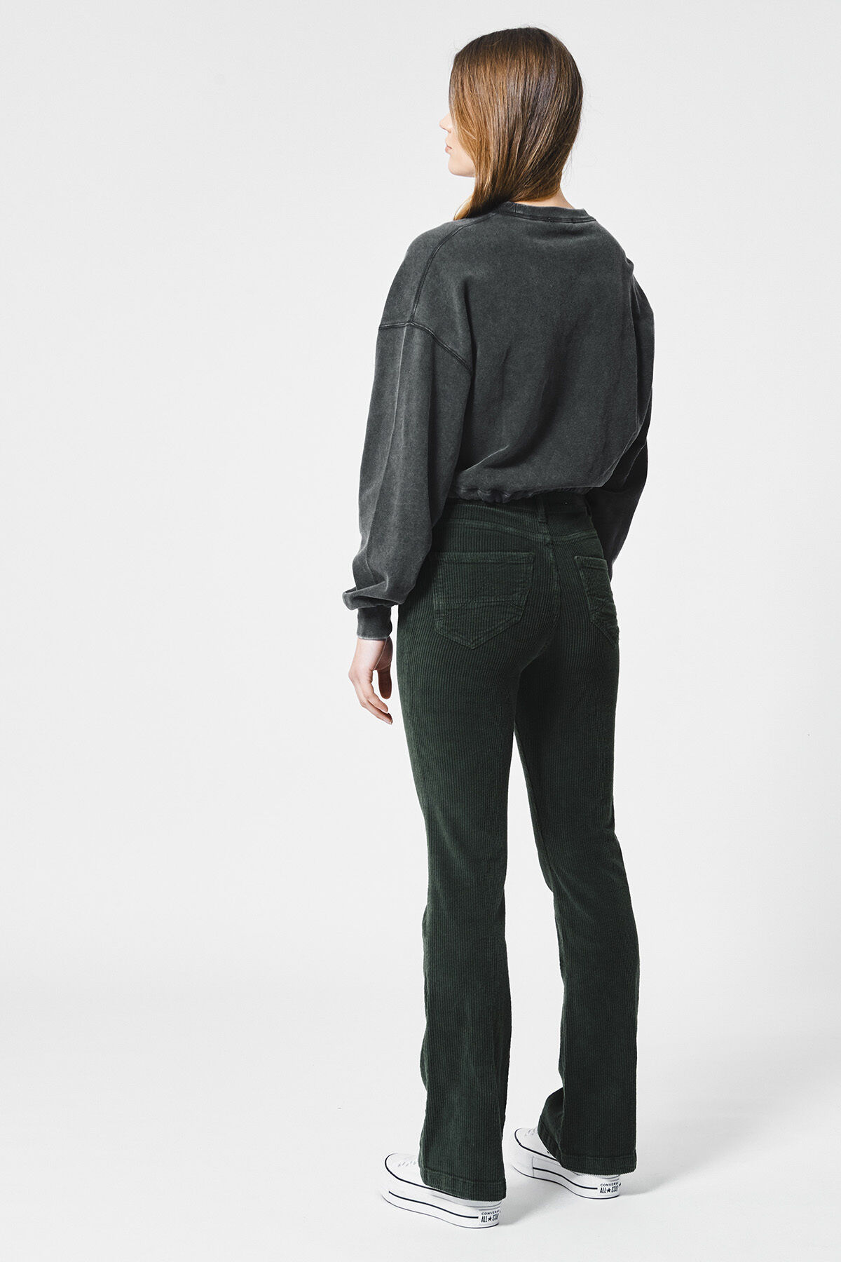 Women Cropped sweater with New York text print Washed grey