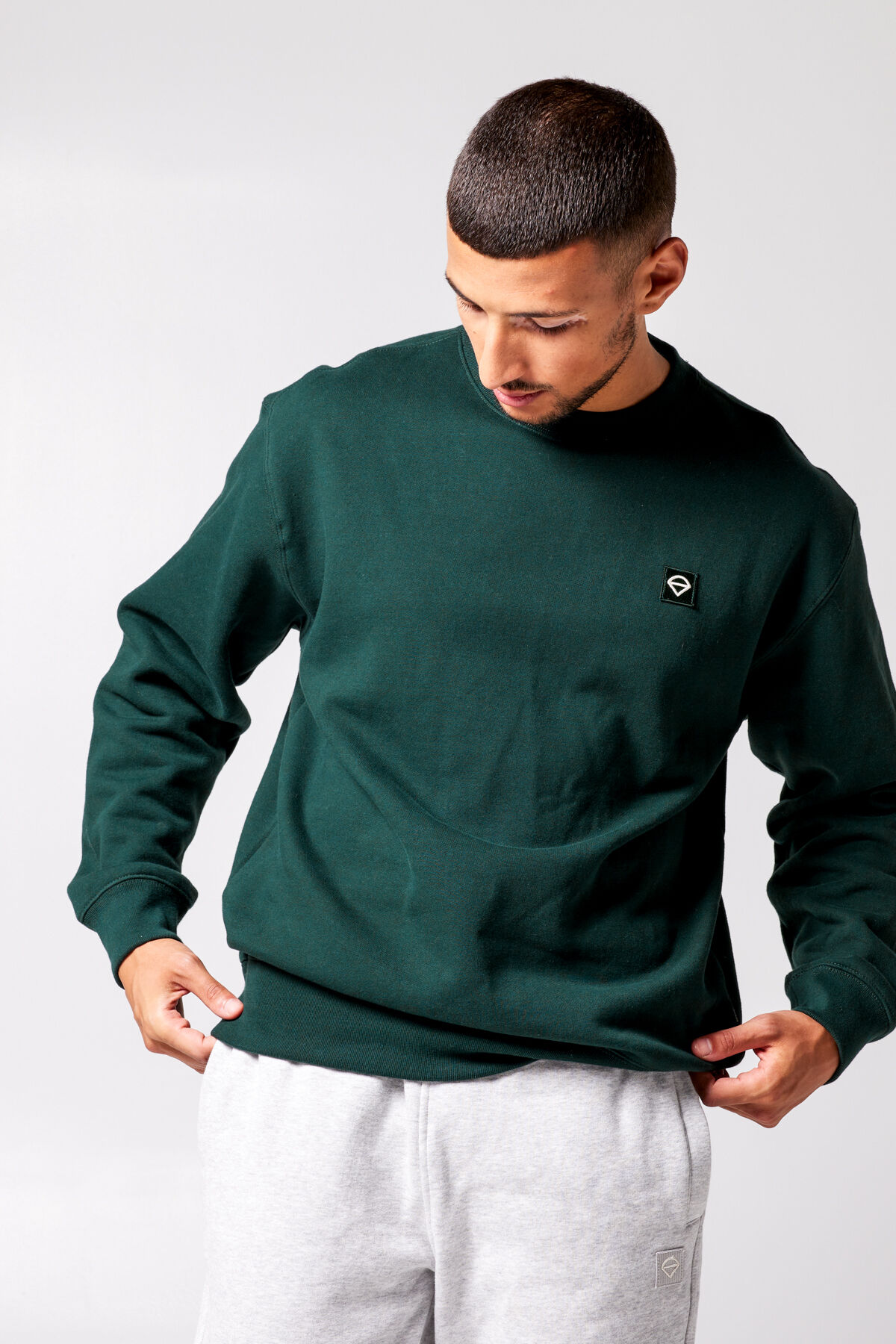 Heren Sweater Shay Crew Midnight green America Today