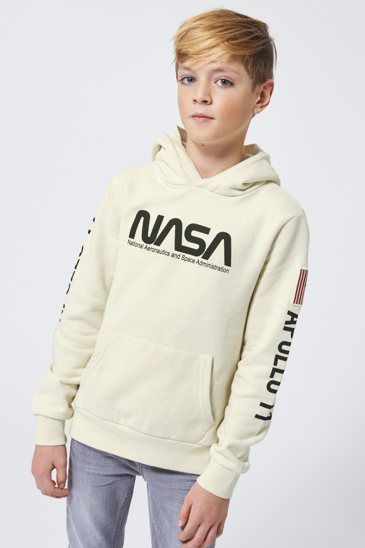 Boys NASA hoodie with print Ivory America Today