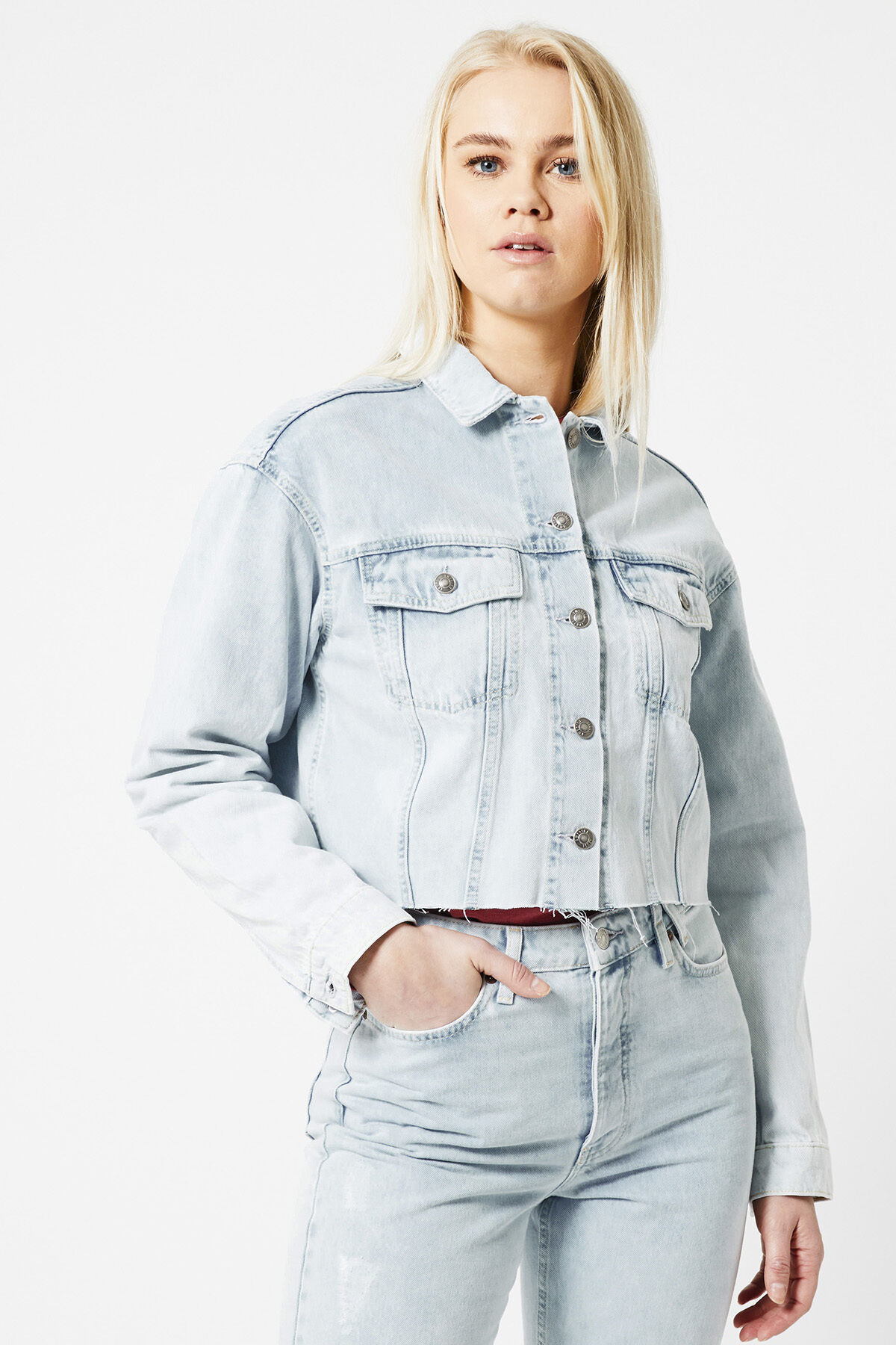 Bleached denim jacket sale womens