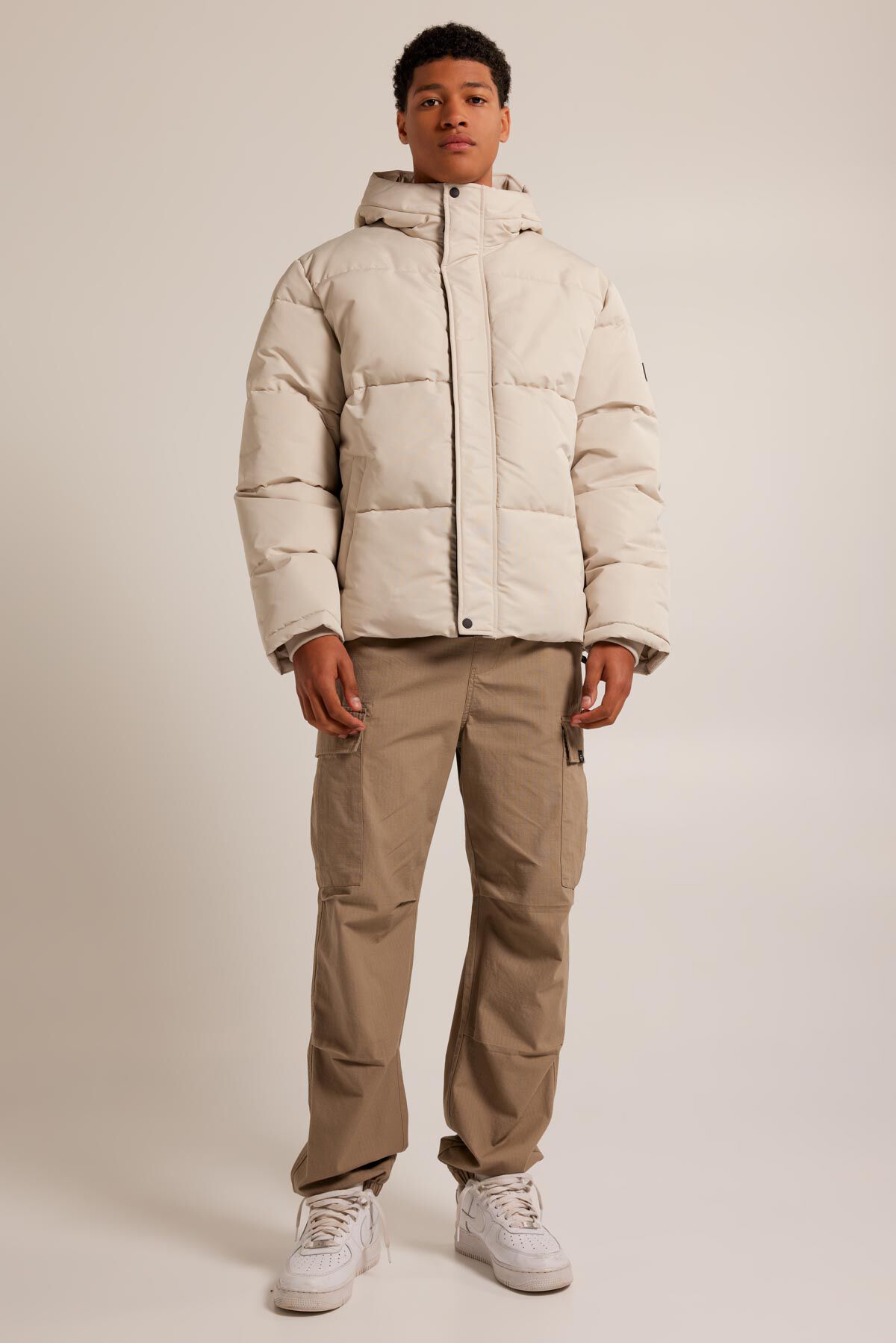 Beige winter jacket men sale