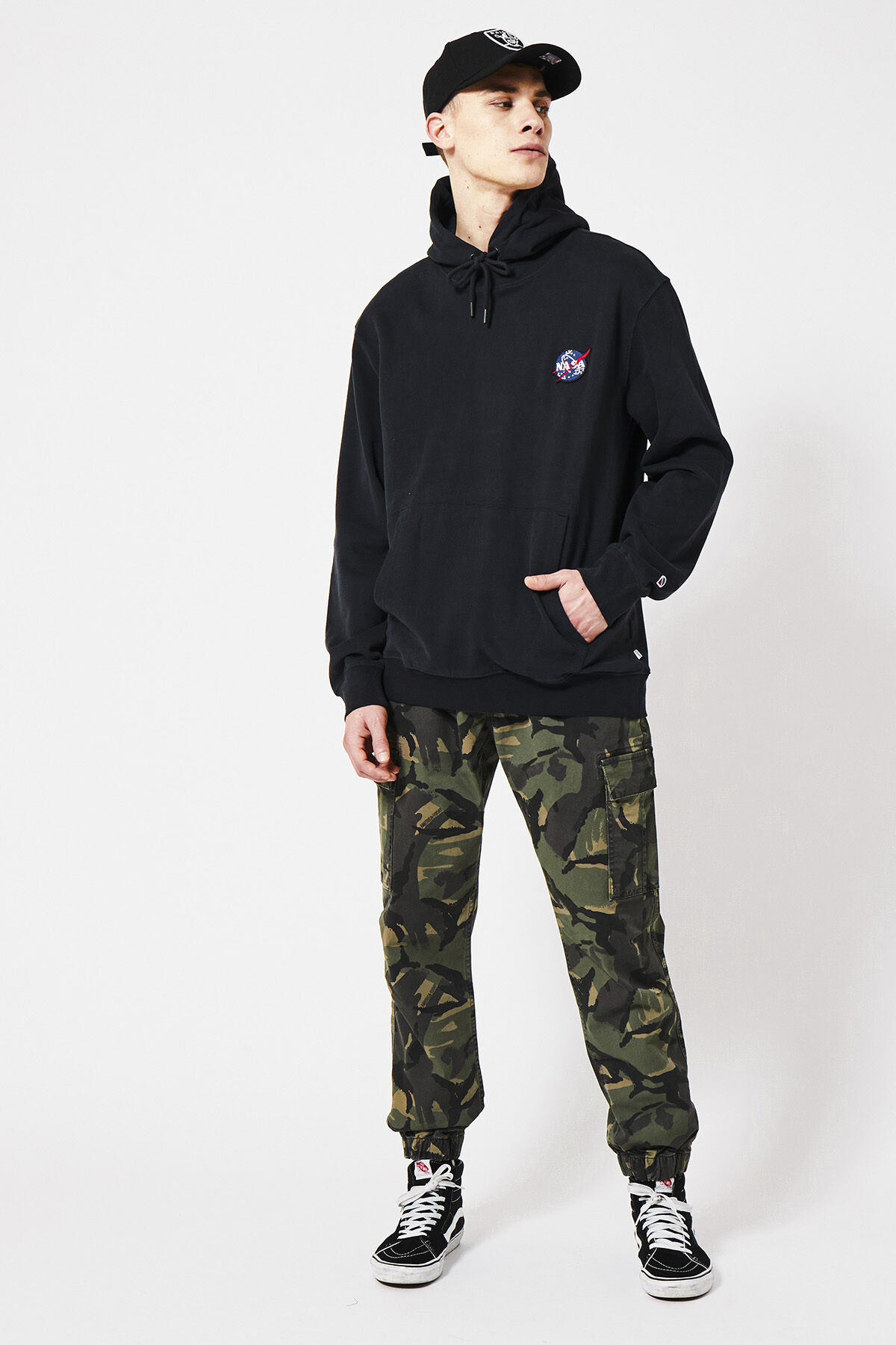 Men NASA hoodie with embroidery Black America Today