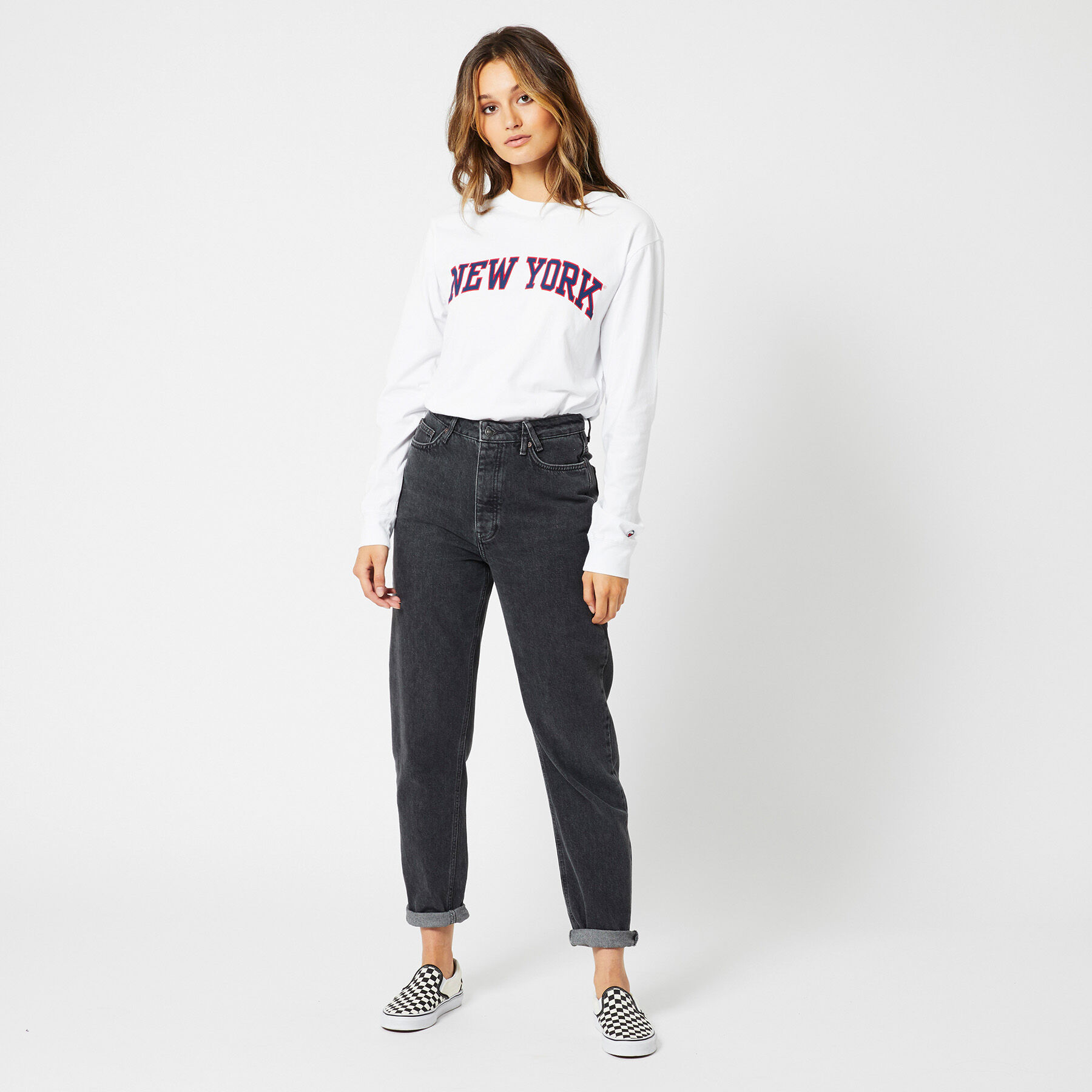 Dames Mom jeans high waist Zwart | America Today
