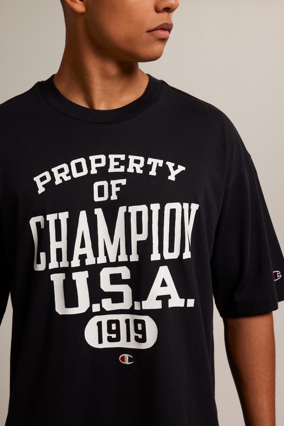 Herren Champion Crewneck t shirt Black America Today