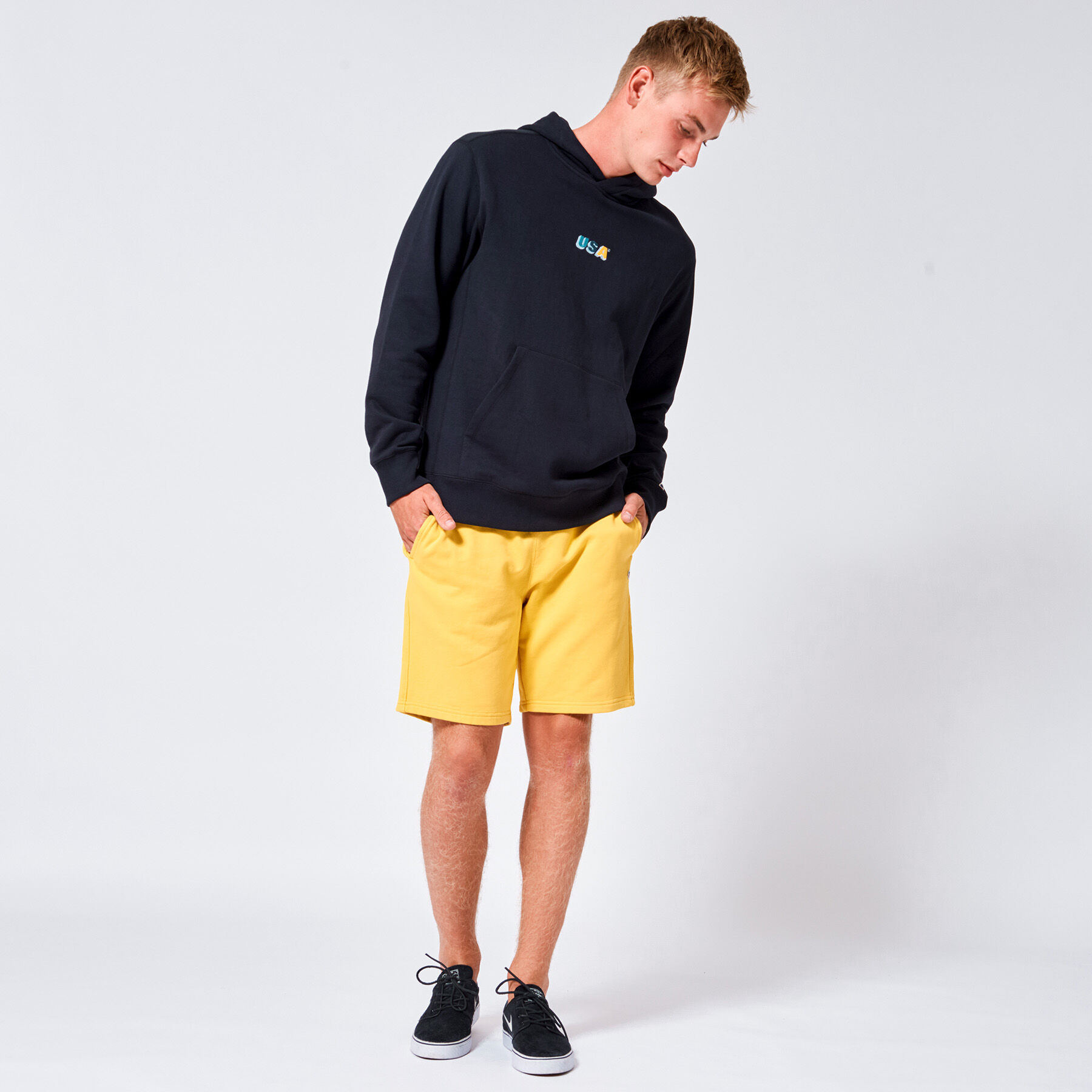 Mens yellow sweat shorts Clearance