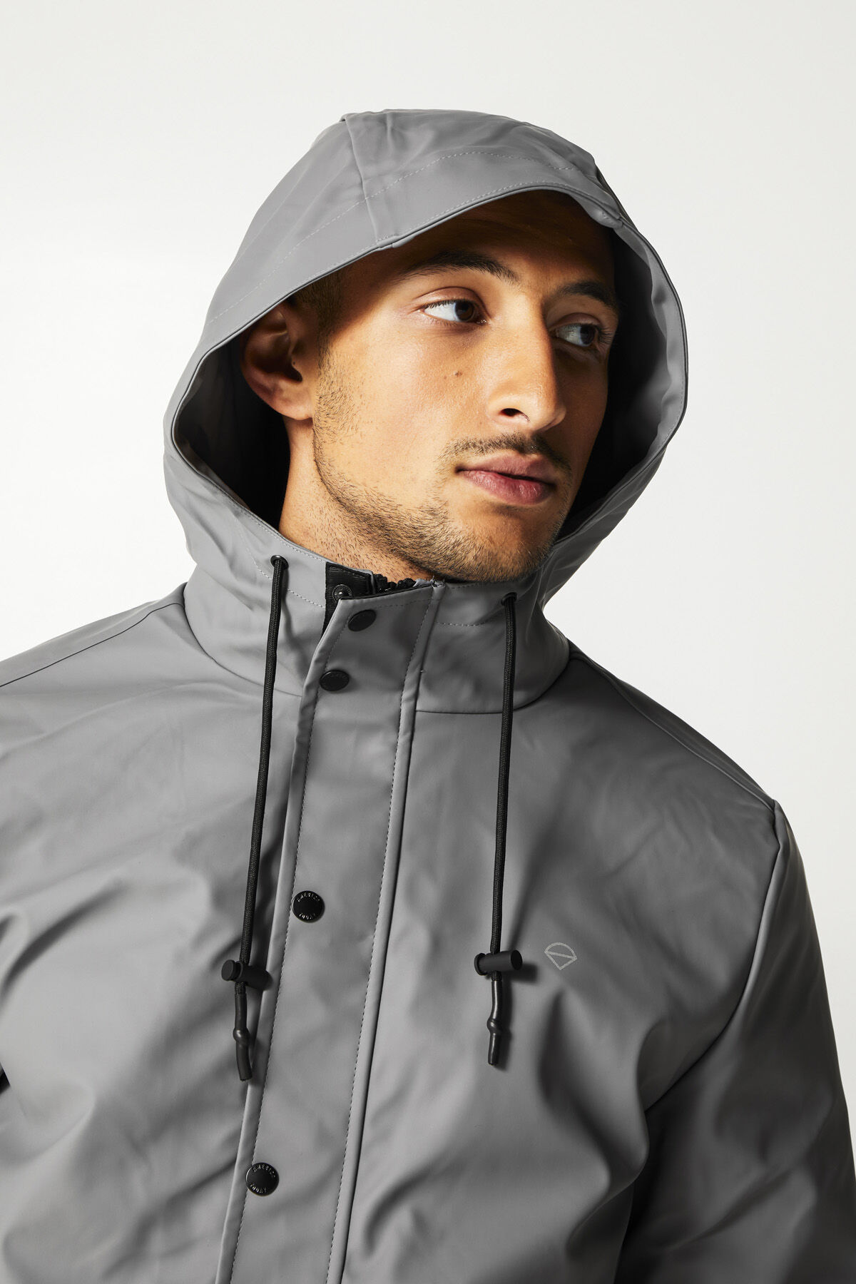 Gray raincoat sale