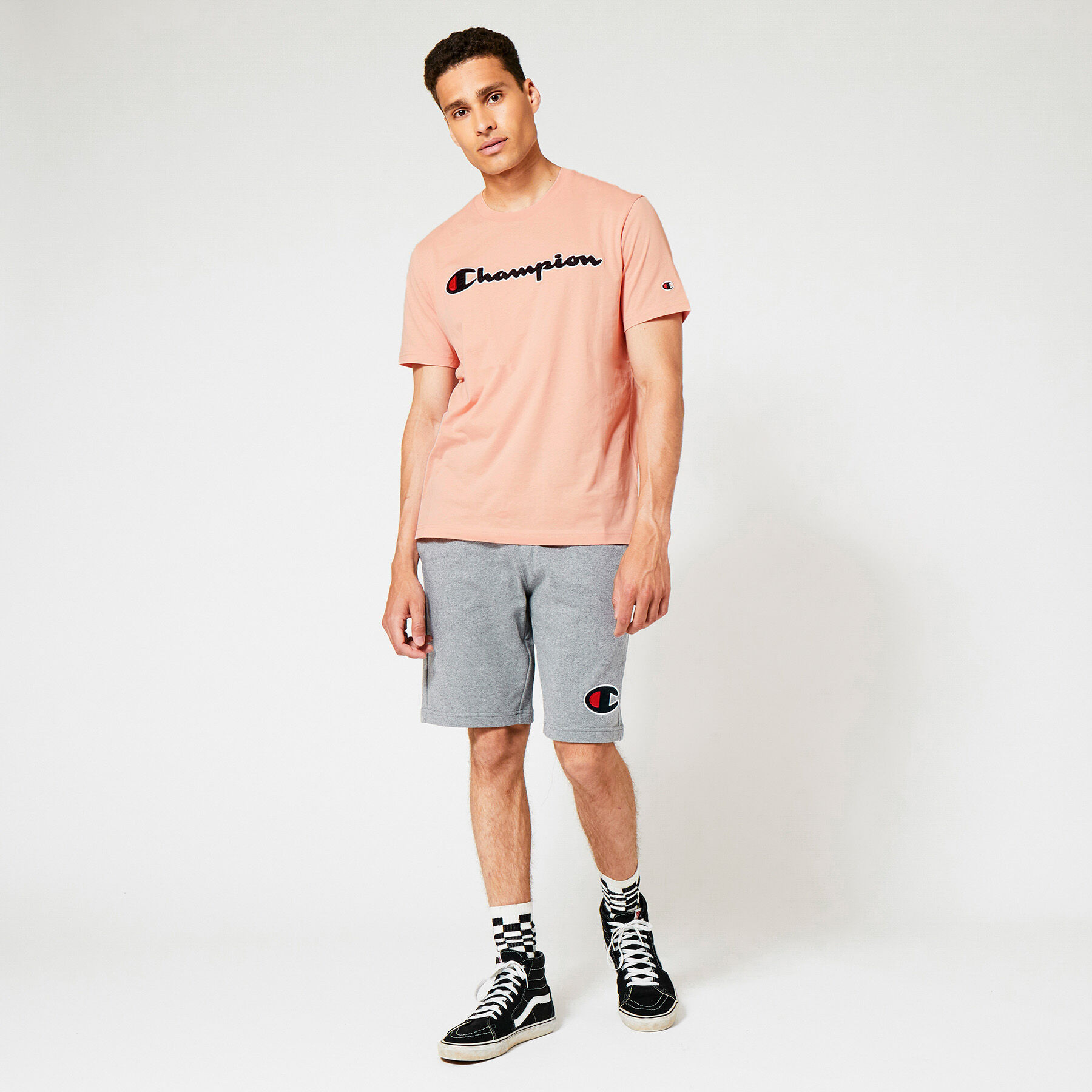 Pink champion sweat shorts clearance