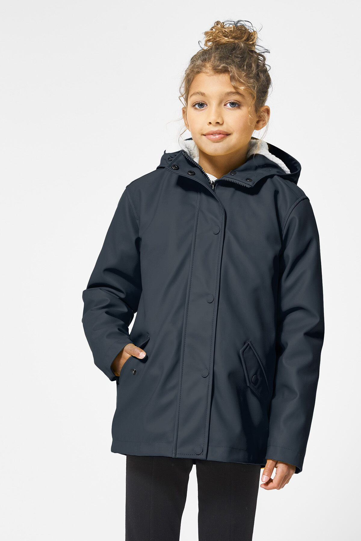 Girls Rainjacket lined child teddy Navy America Today
