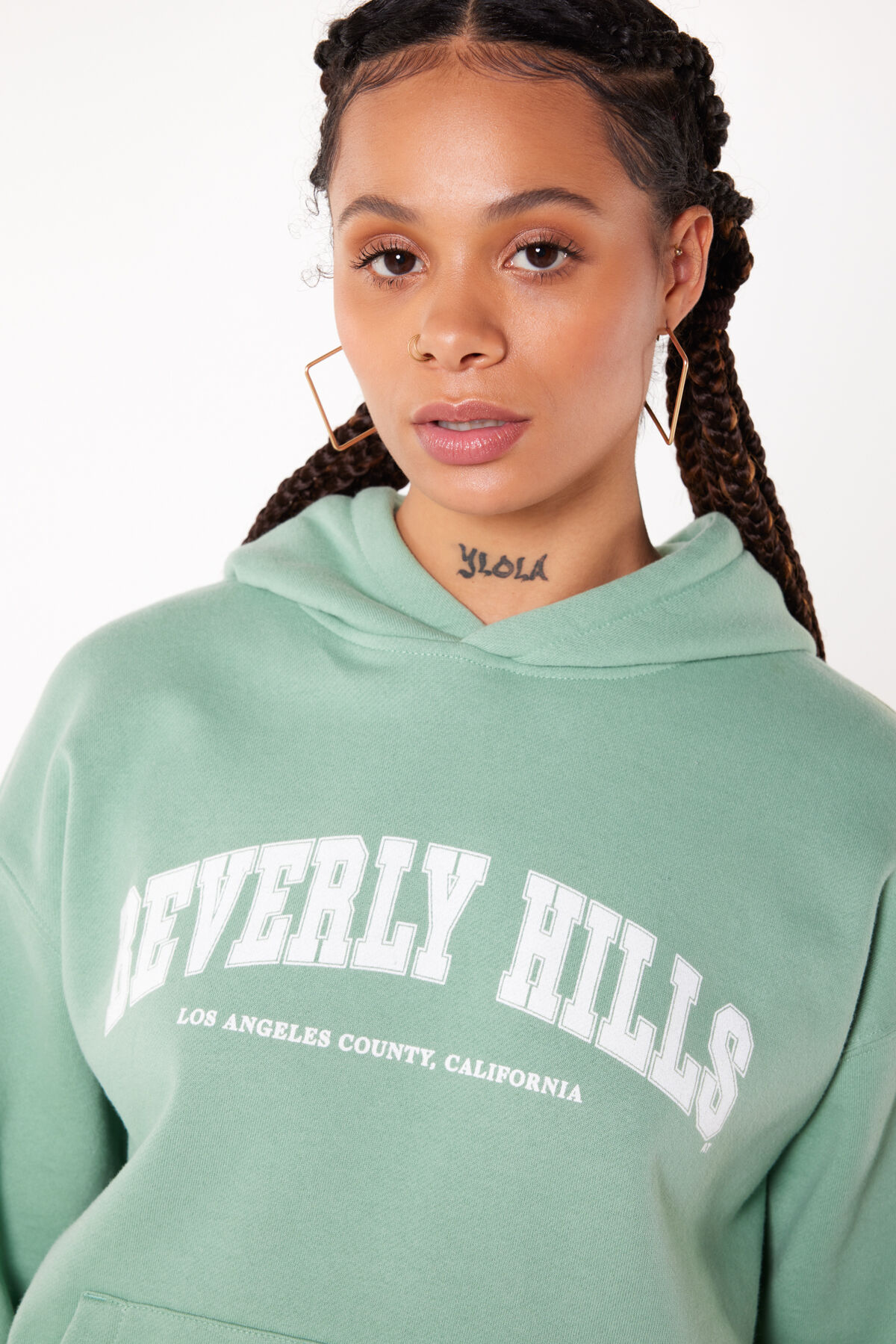 Women Hoodie Siloh Light green America Today
