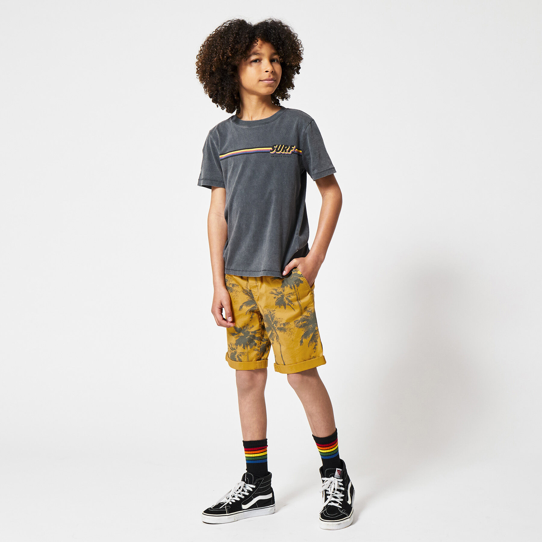 yellow drawstring shorts