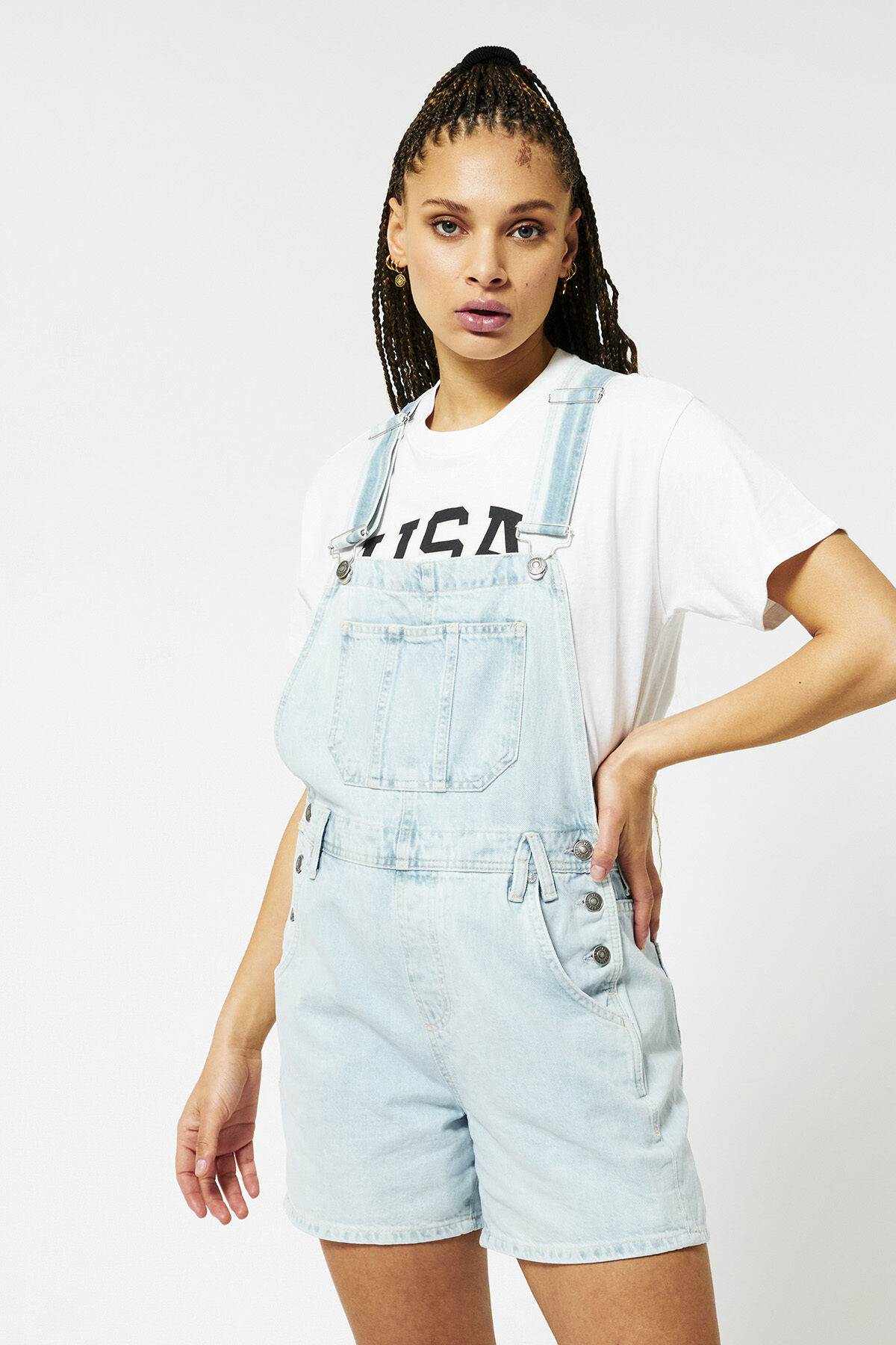 Women Overalls bleached denim Bleached denim