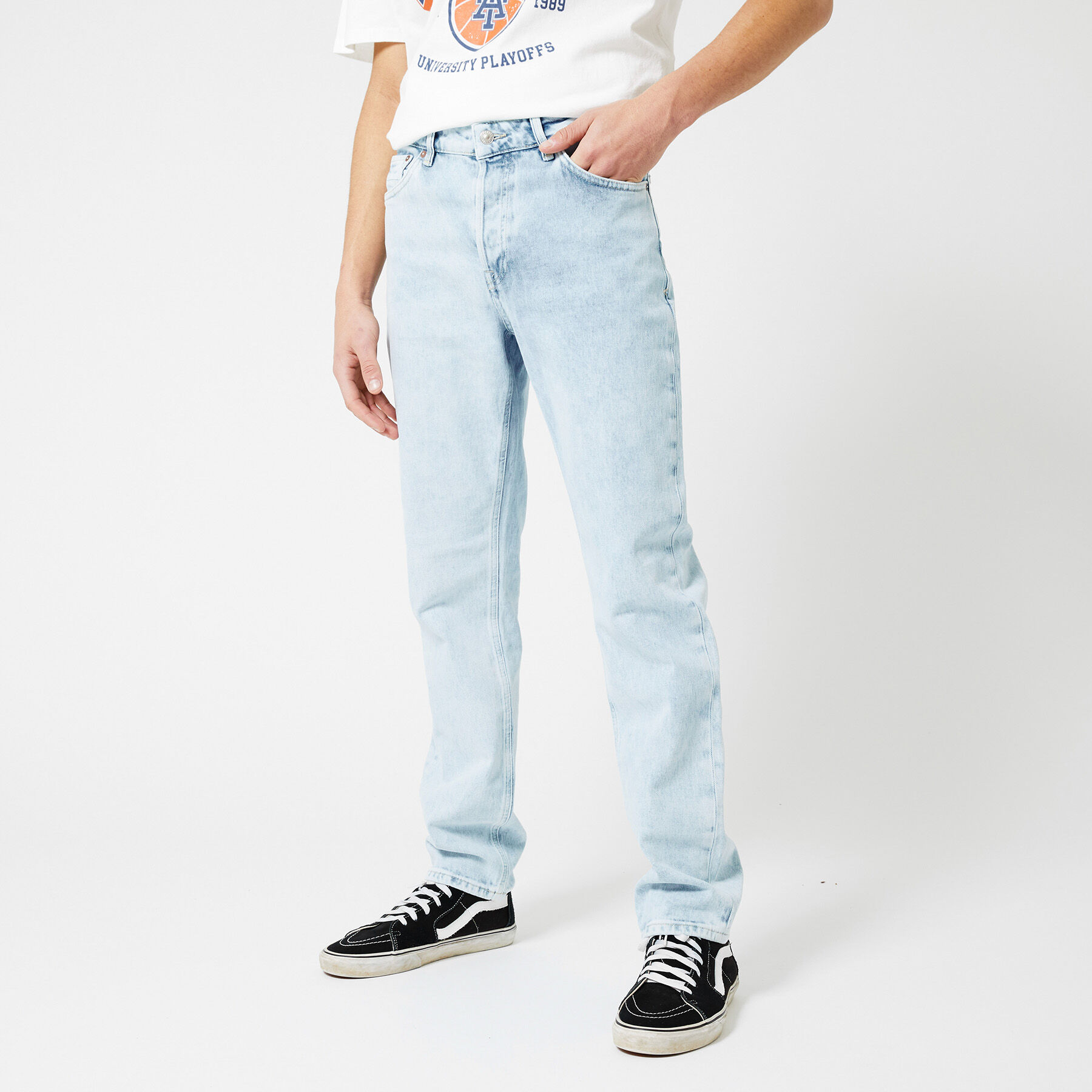 Men Jeans regular waist Bleached denim 