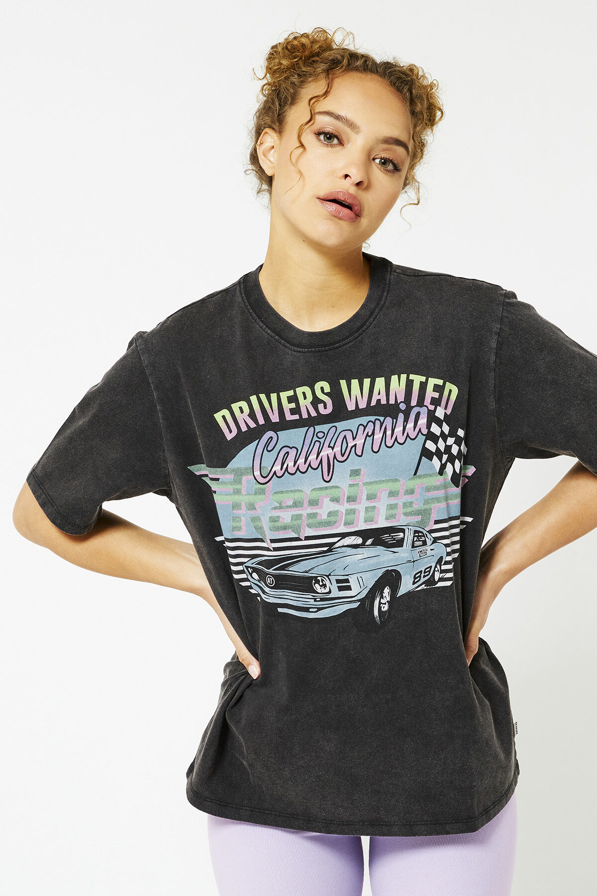 Dames T shirt met print Washed black America Today