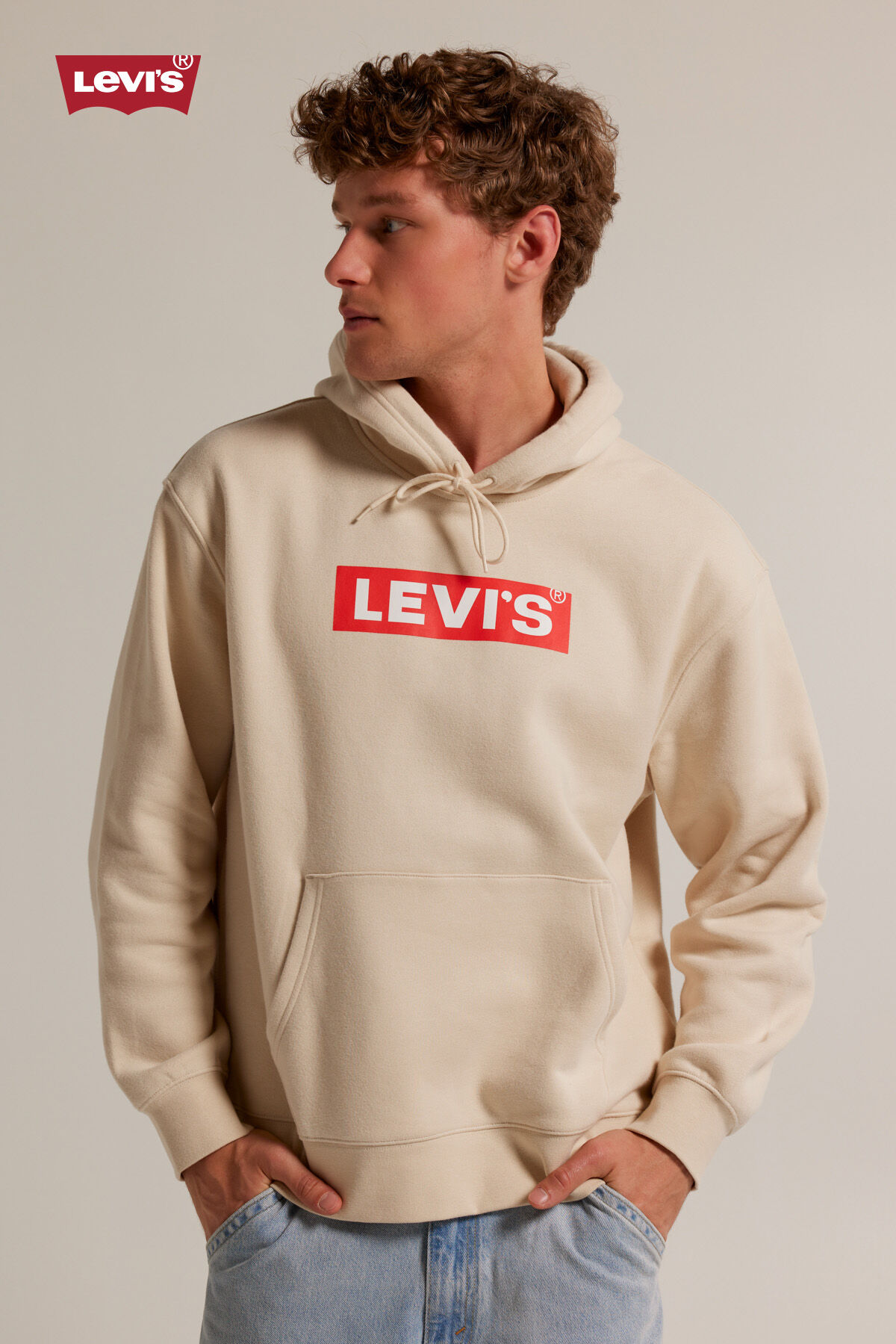 Men Levi s Hoodie Relaxed graphic hoodie Beige