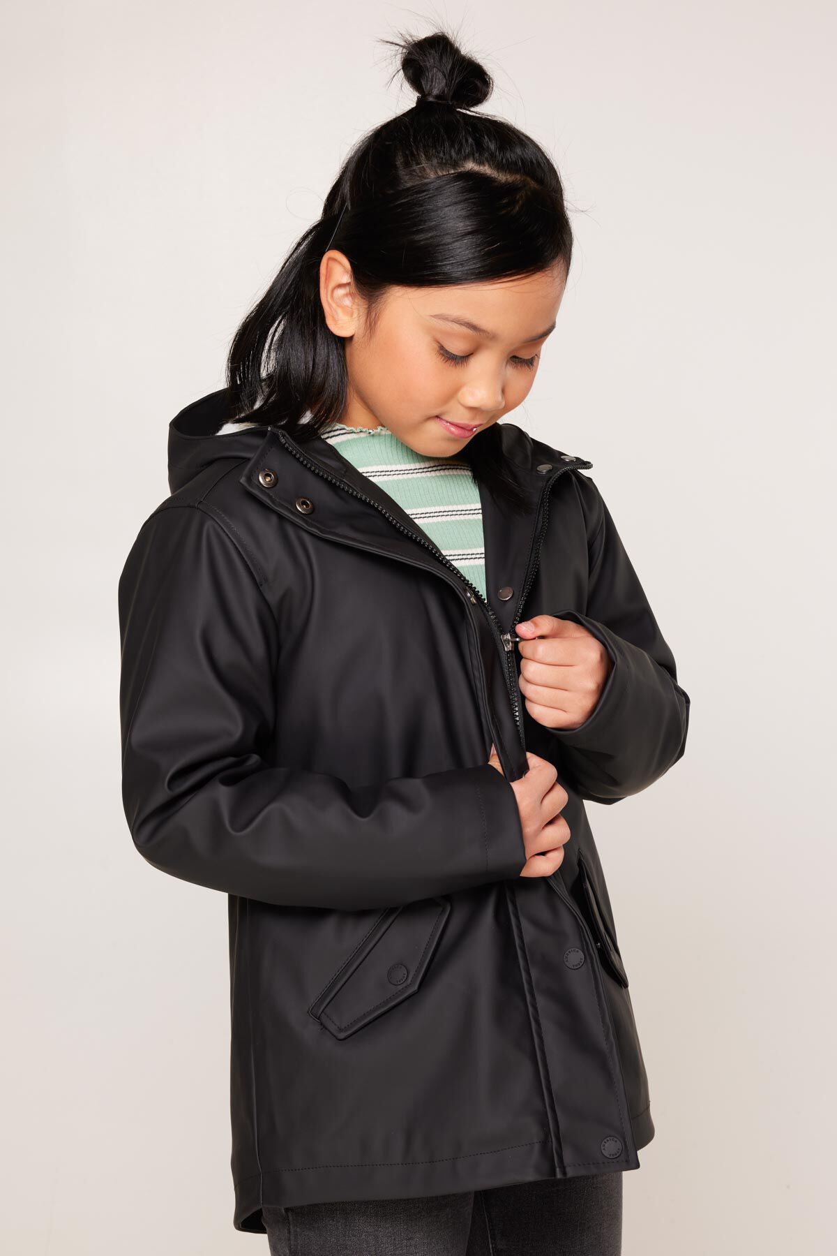 Girls Rain jacket Janice Teddy JR Black America Today