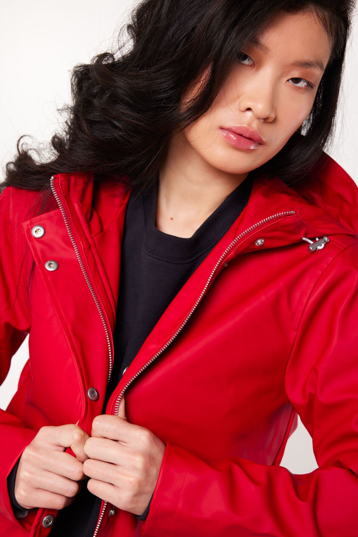 Women Rain jacket Janice short Deep red America Today