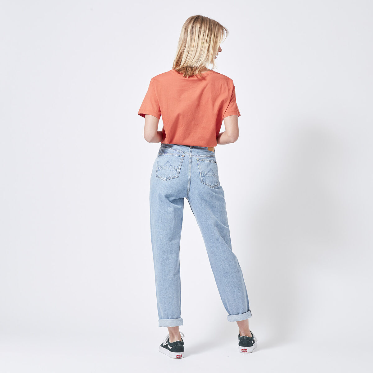 Women Mom Jeans High Waist With Light Wash Blue Buy Online