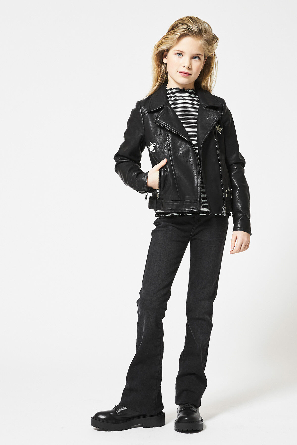 Girls Jacket slanted zipper Black America Today