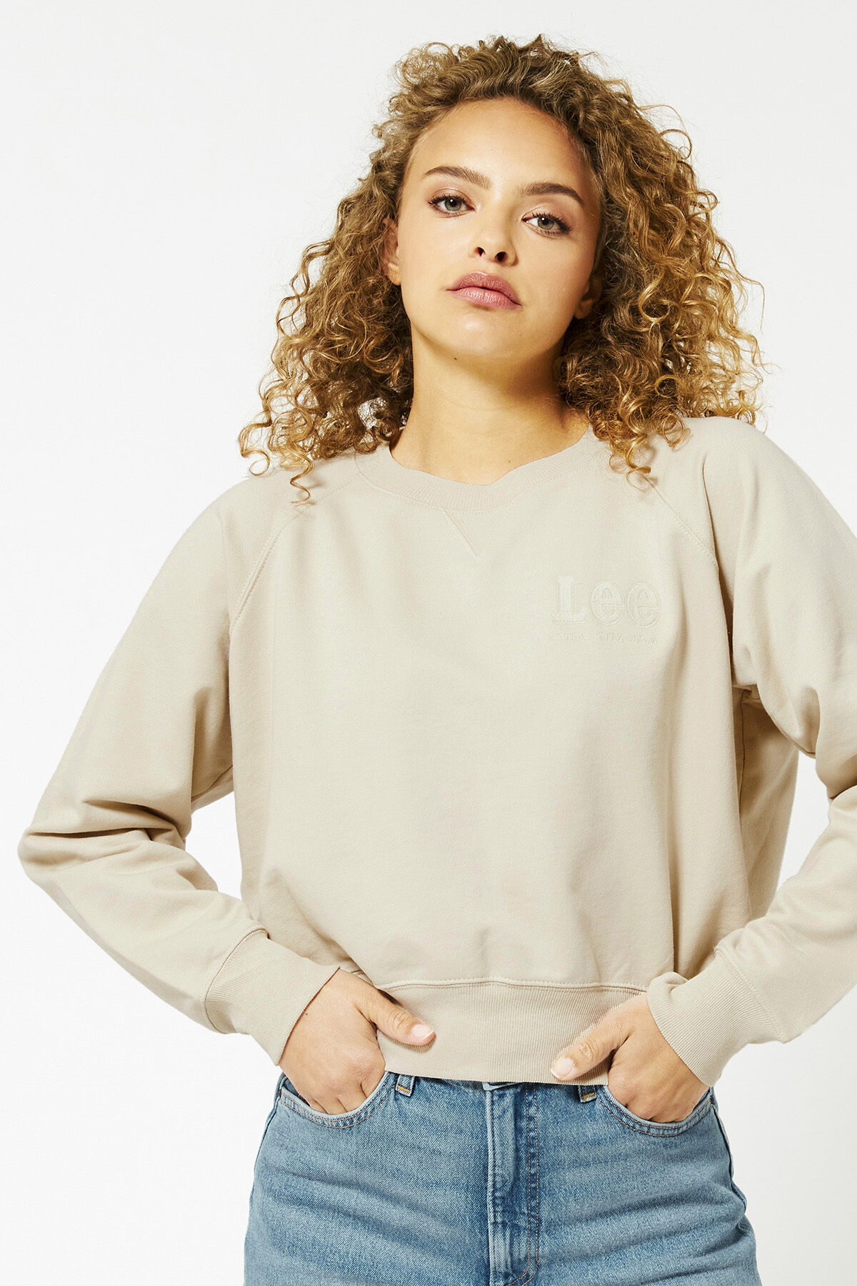 Dames Lee Vintage Cropped Sweat Sand America Today