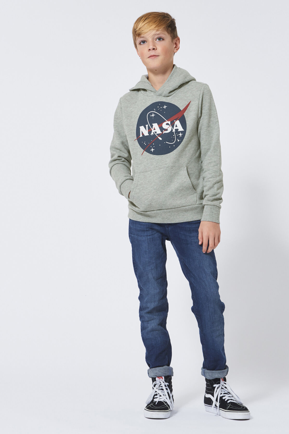 Gar ons Sweat a capuche Nasa Saul Grey melange