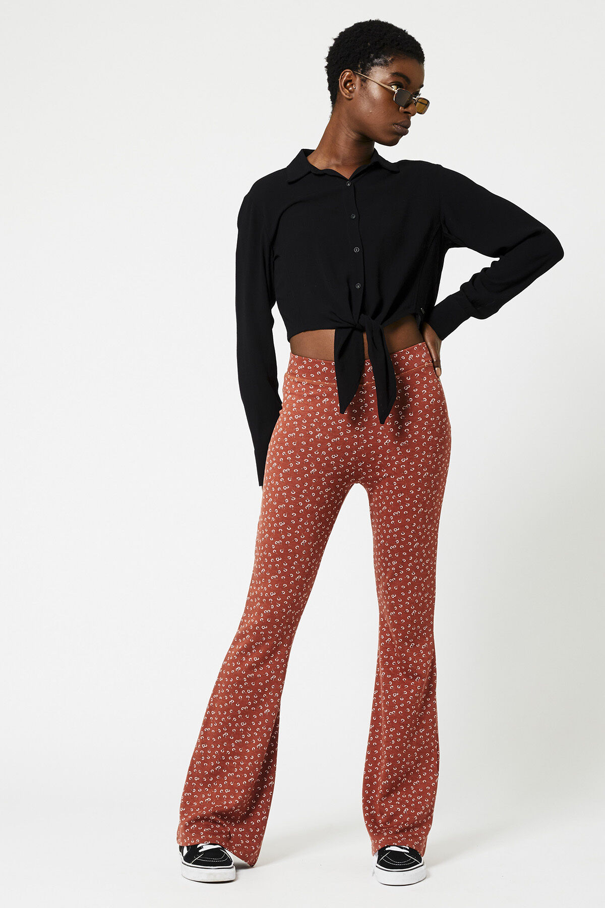 Women Flared trouser all over print Terra