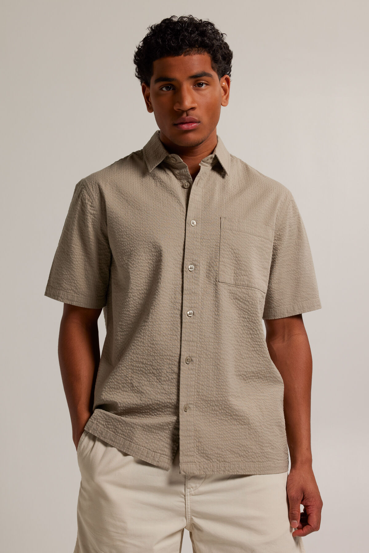 Heren Overhemd Ian Khaki America Today