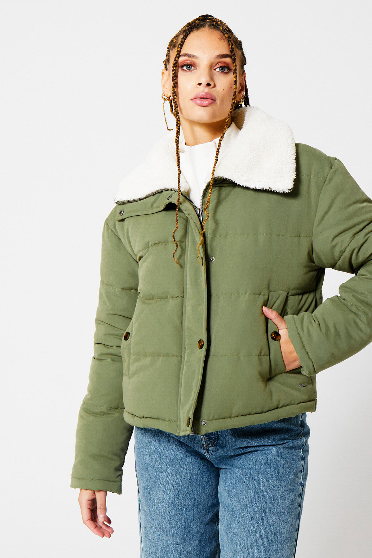 Olive green winter jacket womens online