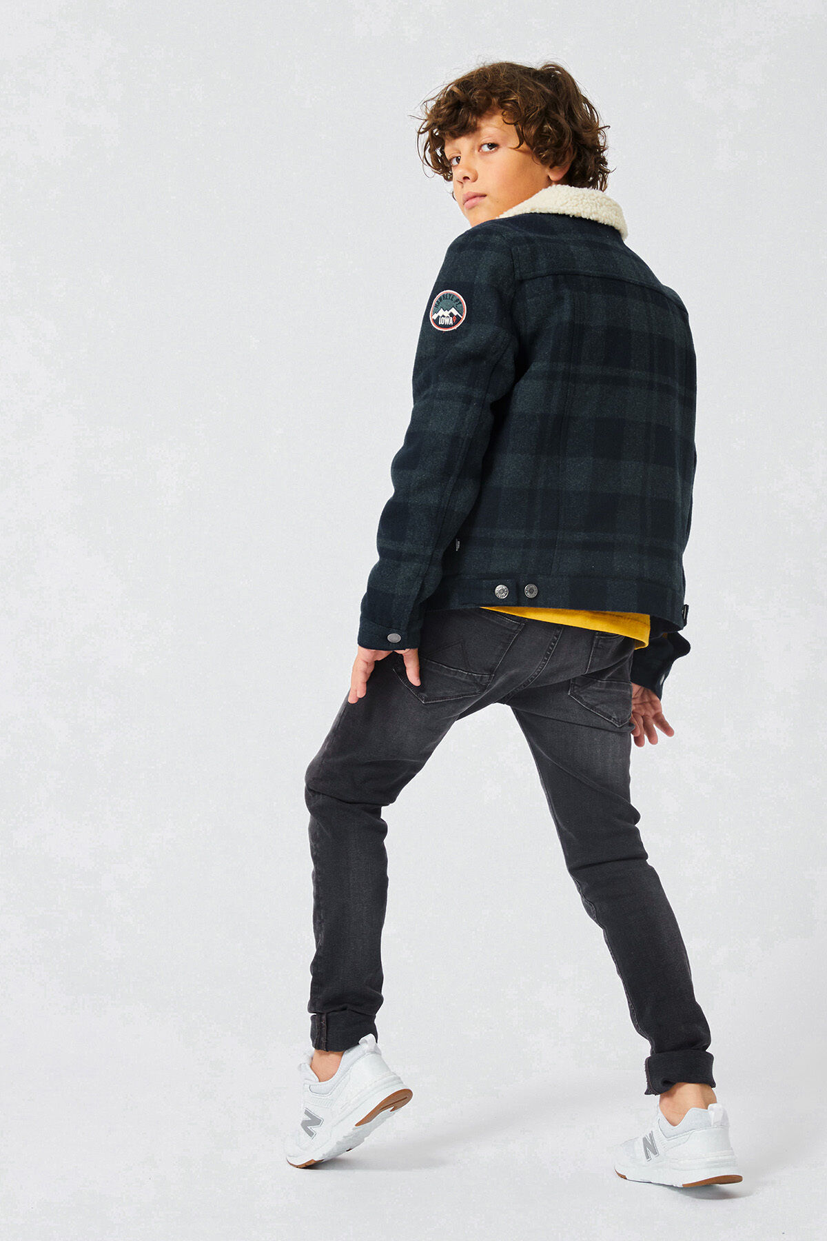 Mens checked trucker jacket store